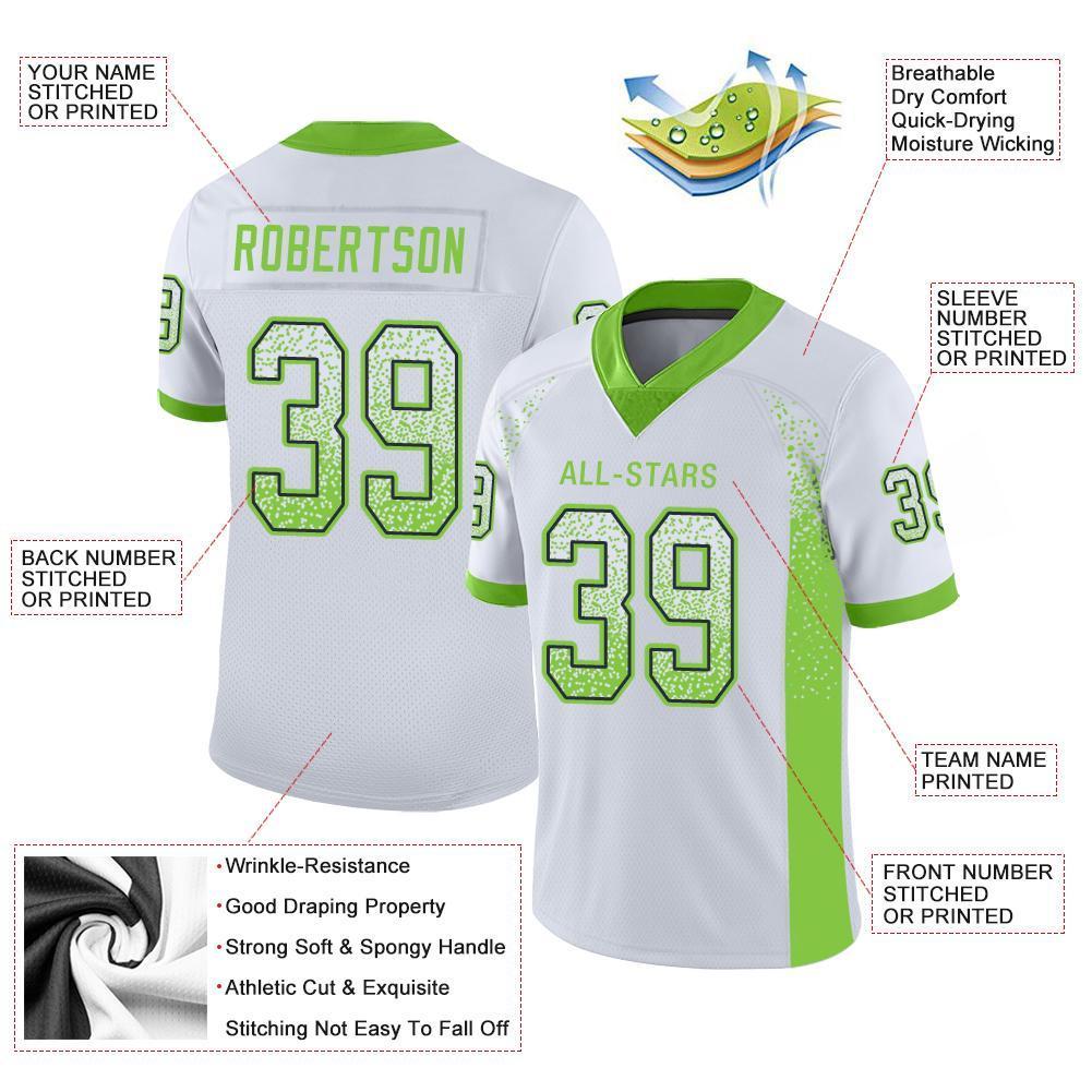 Benutzerdefiniertes authentisches Drift Fashion Mesh-Fußballtrikot in Neongrün und Marineblau