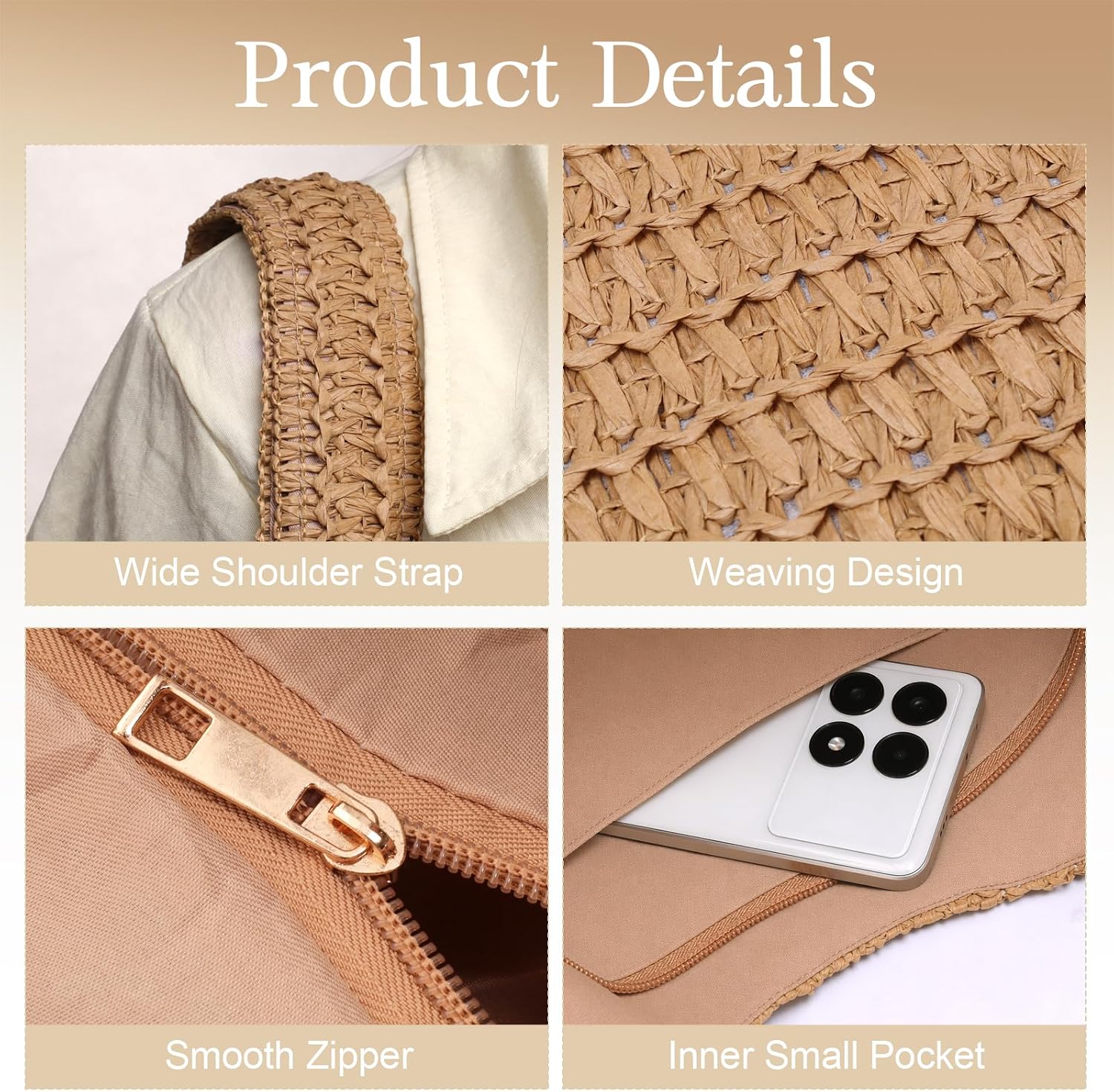 Women's Canvas Tote Bag Beige Minimalist