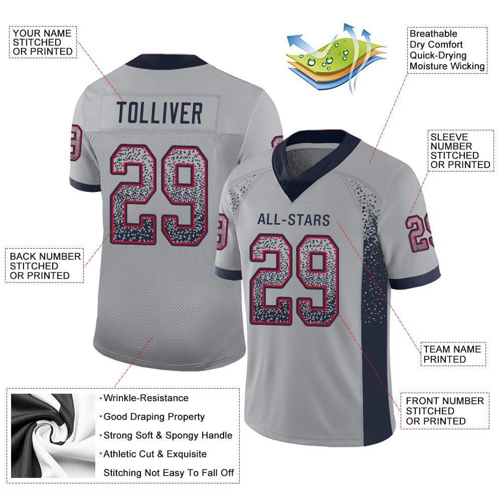 Custom Light Gray Navy-Scarlet Drift Fashion Mesh Authentic Football Jersey Custom Light Gray Navy-Scarlet Drift Fashion Mesh Authentic Football Jersey