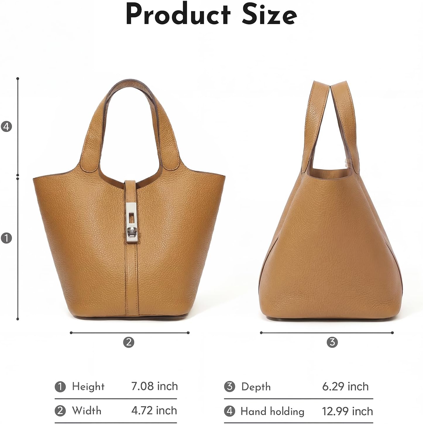 Women's Mini Vegan Leather Top-Handle Bucket Bag, Tan Women's Mini Vegan Leather Top-Handle Bucket Bag, Tan