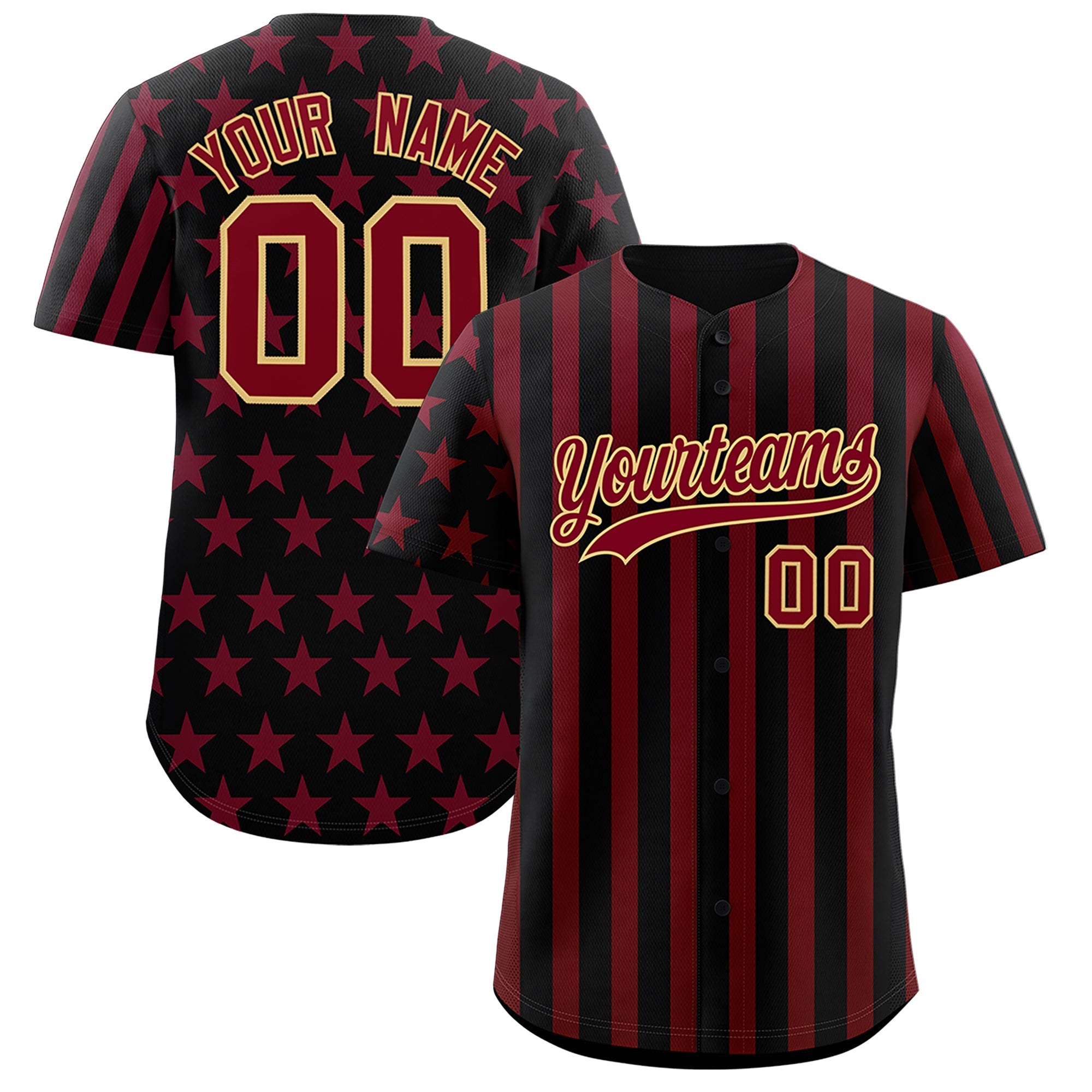 Benutzerdefiniertes Graffiti-Muster-Baseball-Trikot mit amerikanischer Flagge