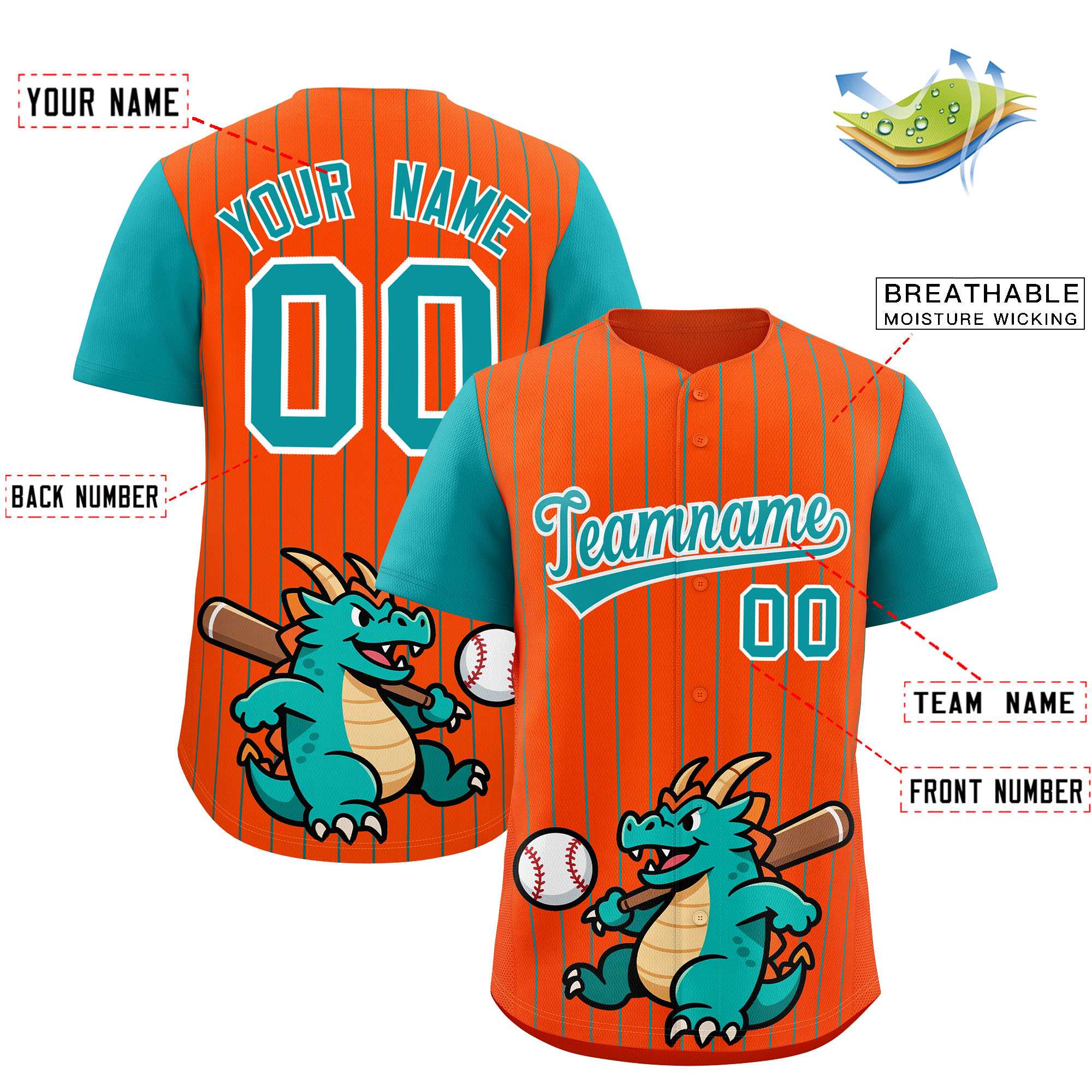 Authentisches Baseball-Trikot mit individuellem Streifen-Tiere-Graffiti-Muster, Raglanärmeln Authentisches Baseball-Trikot mit individuellem Streifen-Tiere-Graffiti-Muster, Raglanärmeln