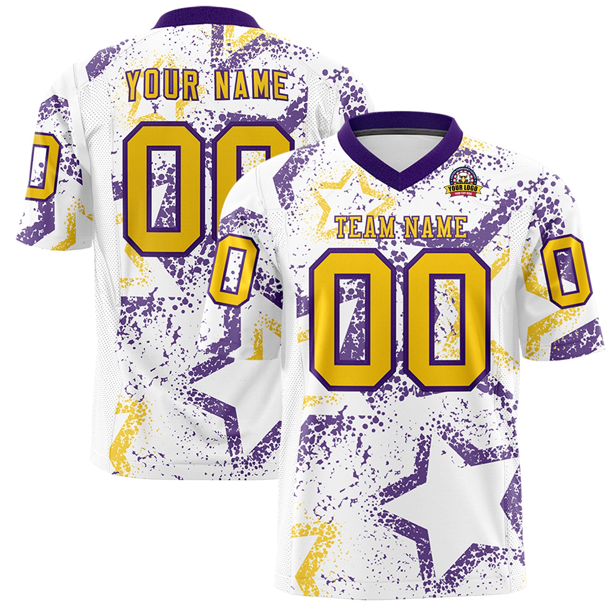 Individuell personalisiertes, authentisches Fußballtrikot mit Stern-Graffiti-Muster
