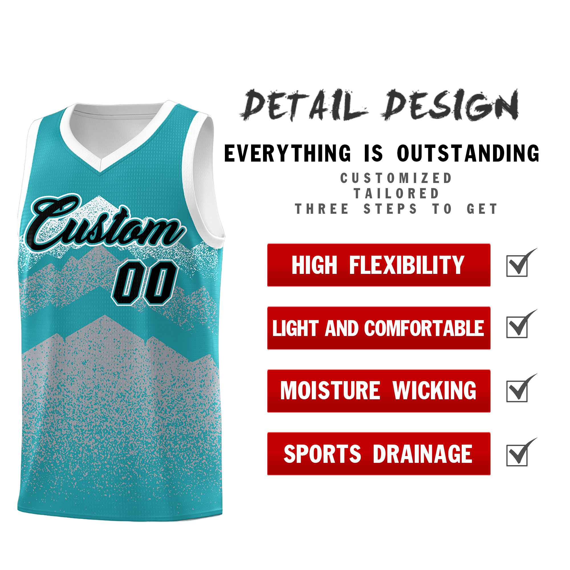 Benutzerdefiniertes Mountain Fade Drapable Gradient Fashion Uniform-Basketballtrikot