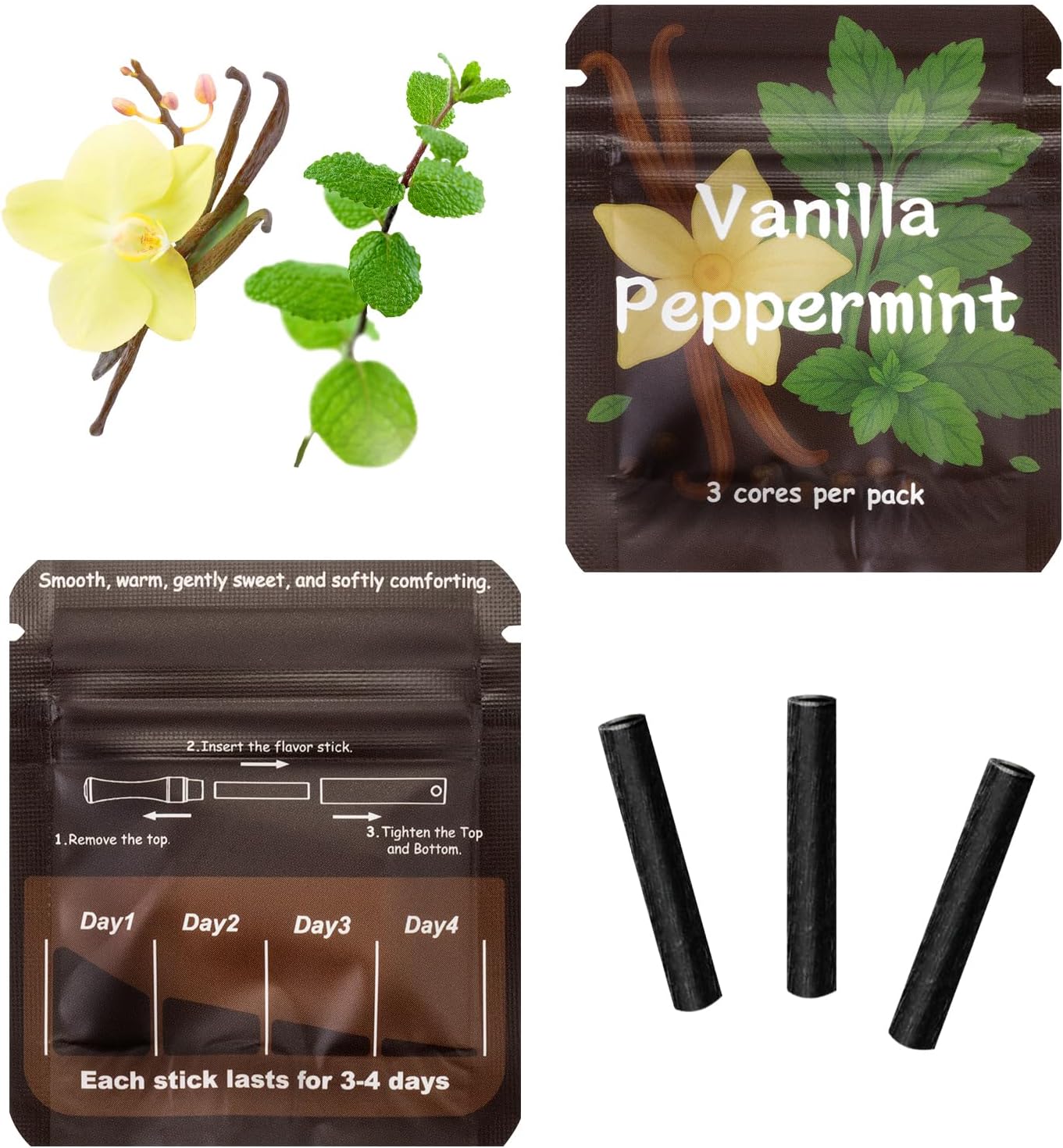 Natural Breathing Necklace Refill Cores 3 Flavors Natural Breathing Necklace Refill Cores 3 Flavors