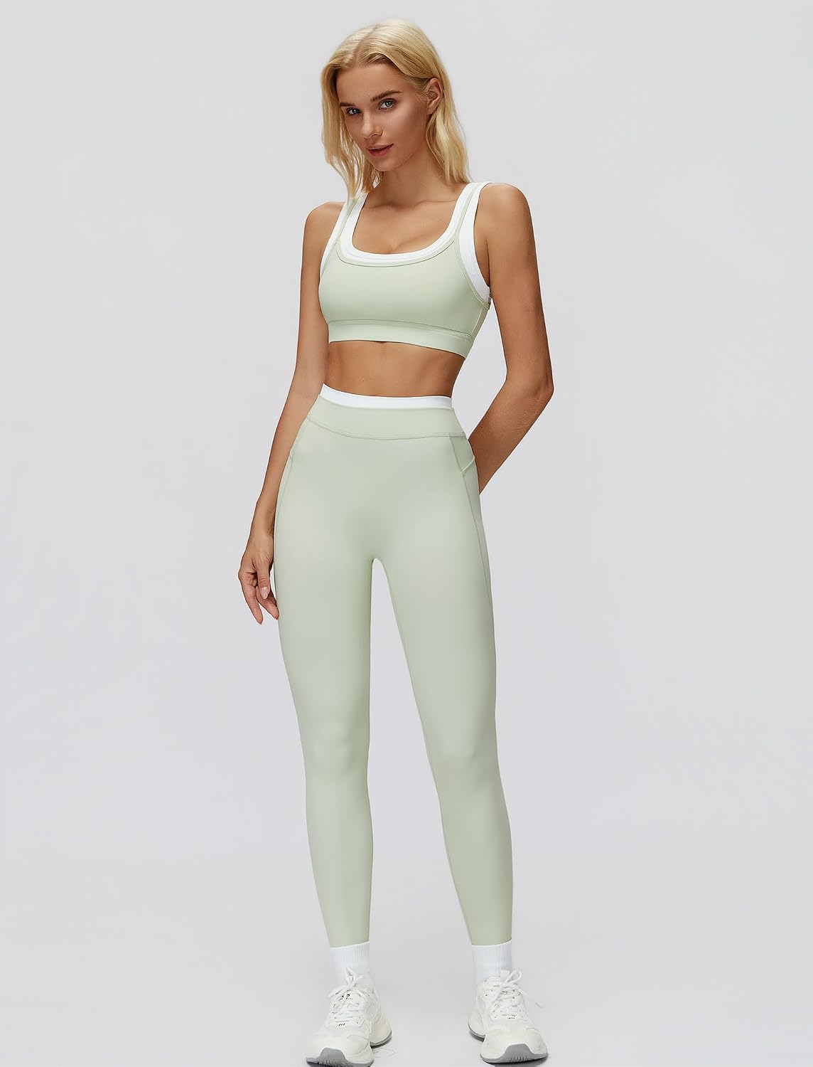 Women's One Shoulder Bra Leggings Workout Set Mocha