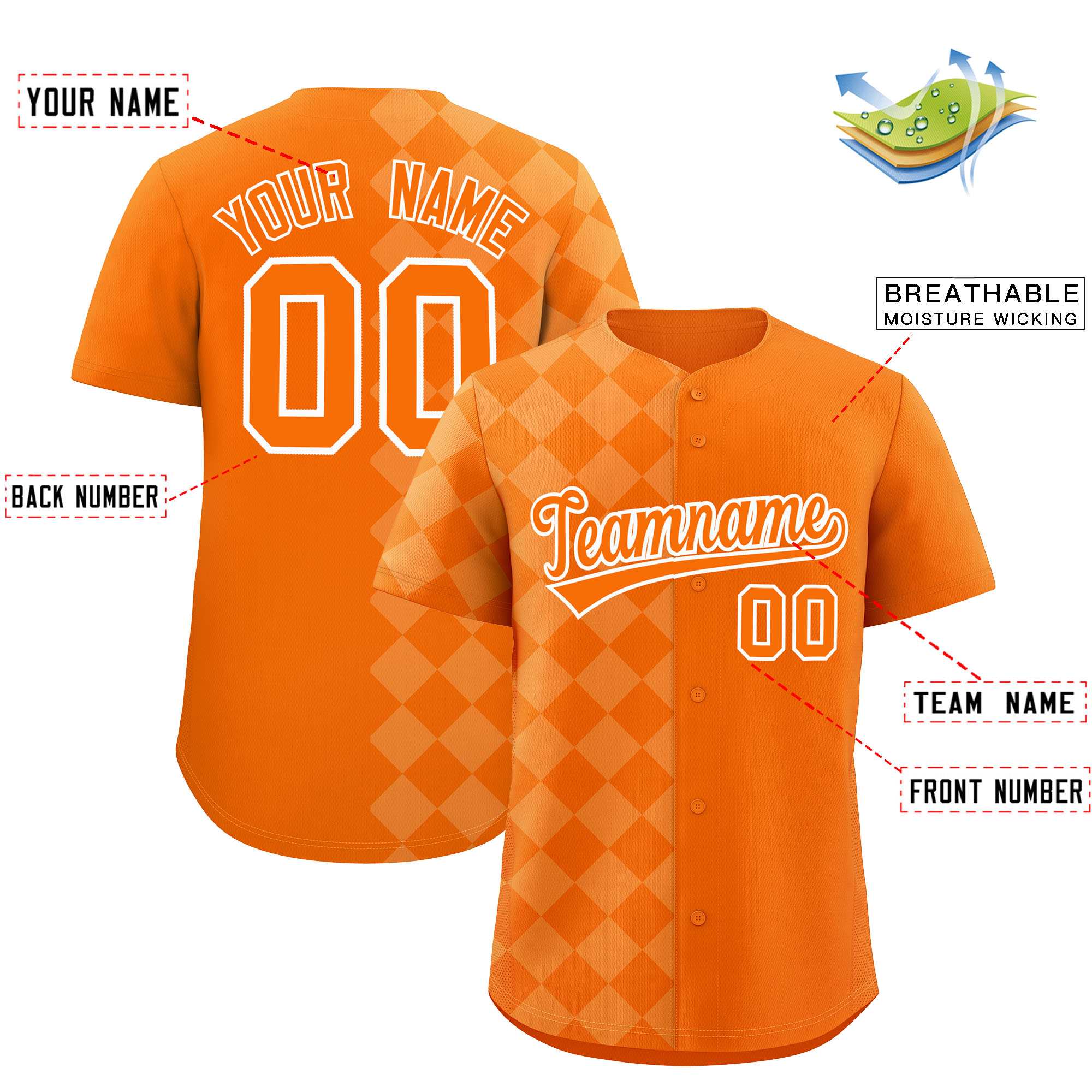 Authentisches Baseball-Trikot im individuellen Rhombus-Design