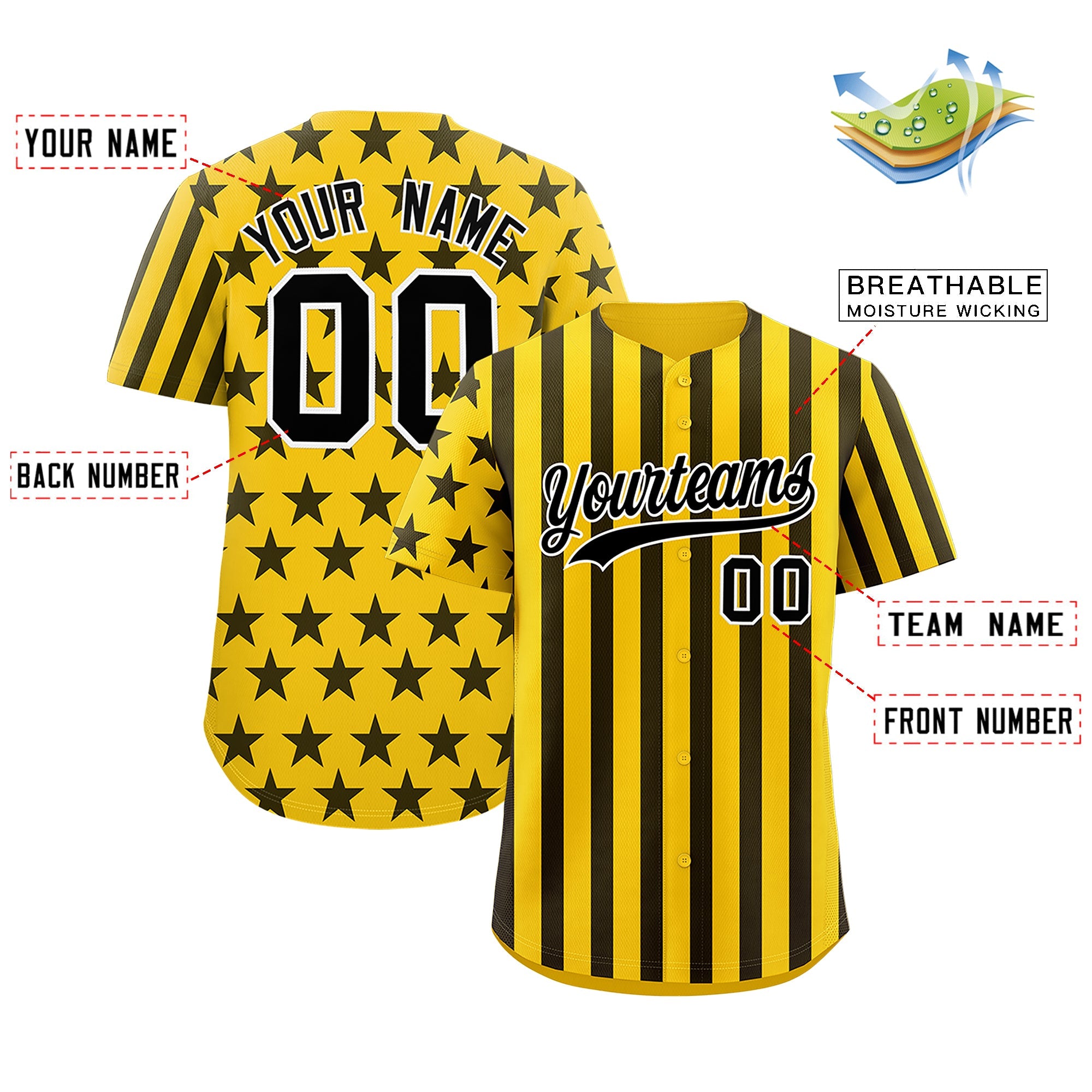 Benutzerdefiniertes Graffiti-Muster-Baseball-Trikot mit amerikanischer Flagge