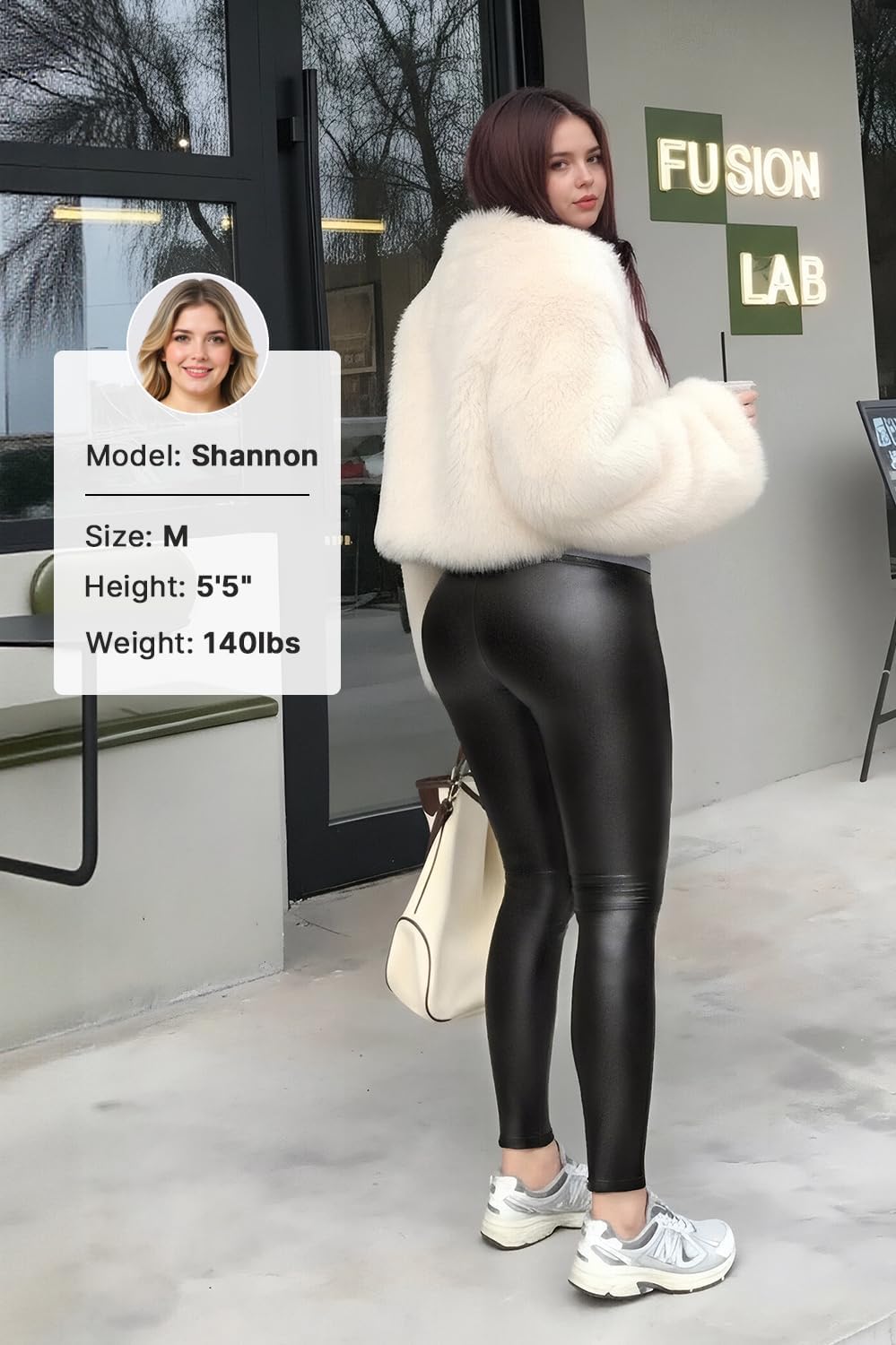 Women's High Waist Faux Leather Leggings (Black)