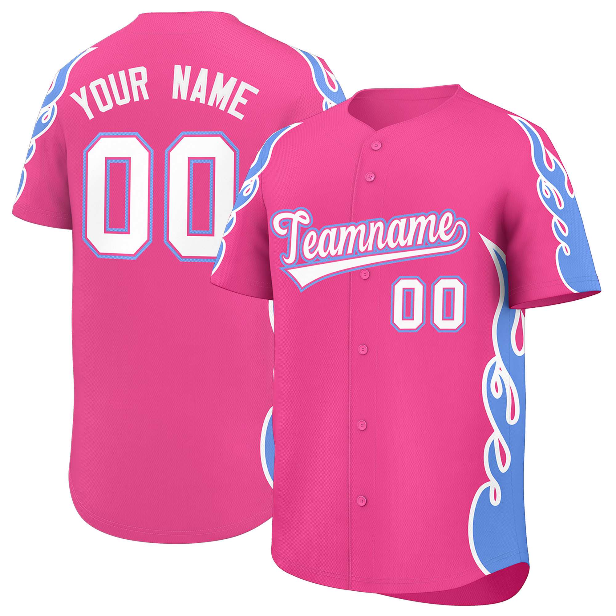 Benutzerdefiniertes Baseball-Trikot mit Seitenflammen-Umrissmuster für Sportuniformen