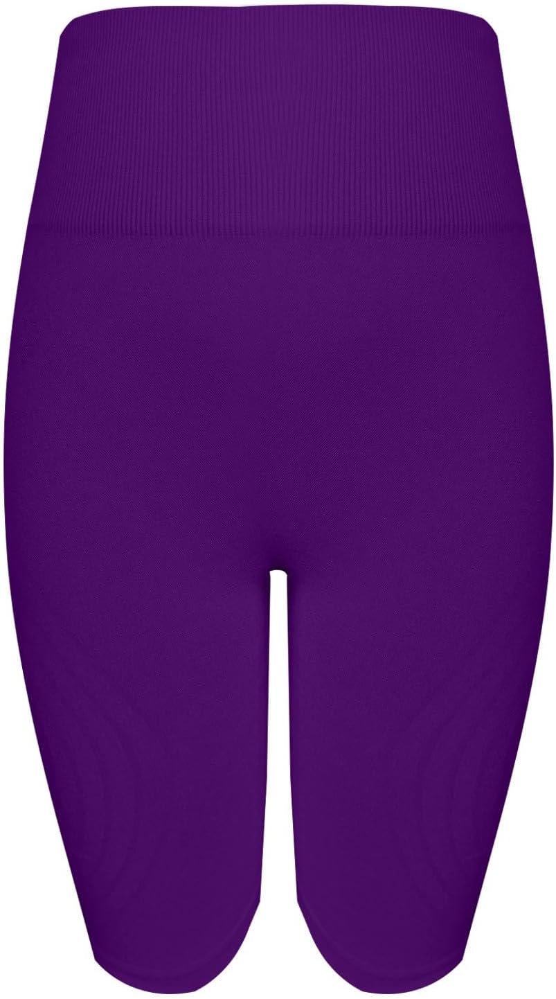 Women's High Waist Textured Knit Biker Shorts (Purple) Women's High Waist Textured Knit Biker Shorts (Purple)