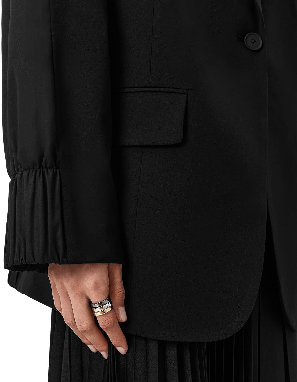 Women's Oversized Single Button Blazer Black