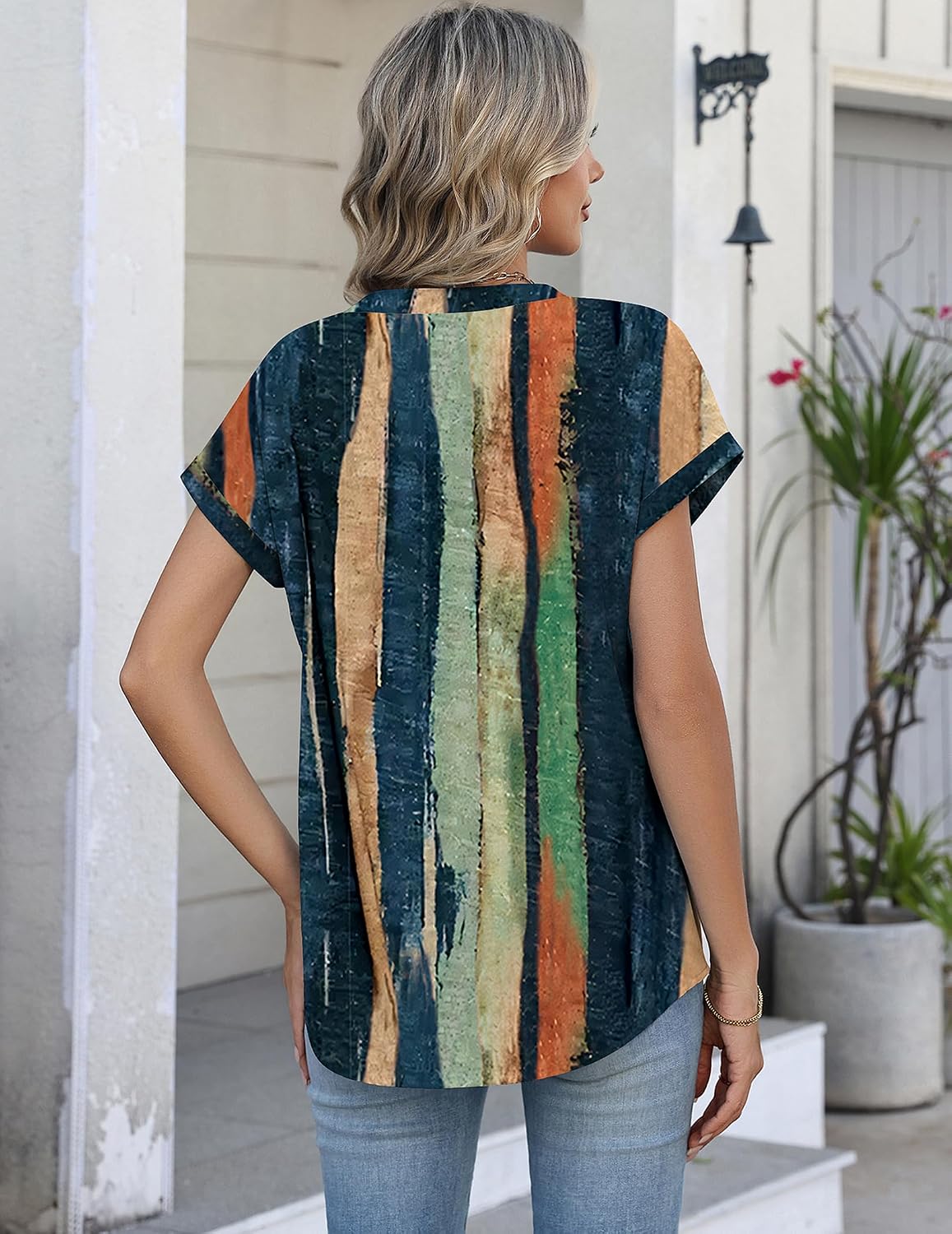 Button Down Shirts for Women Short Sleeve Tops V Neck Collar Blouses Business Casual Outfits