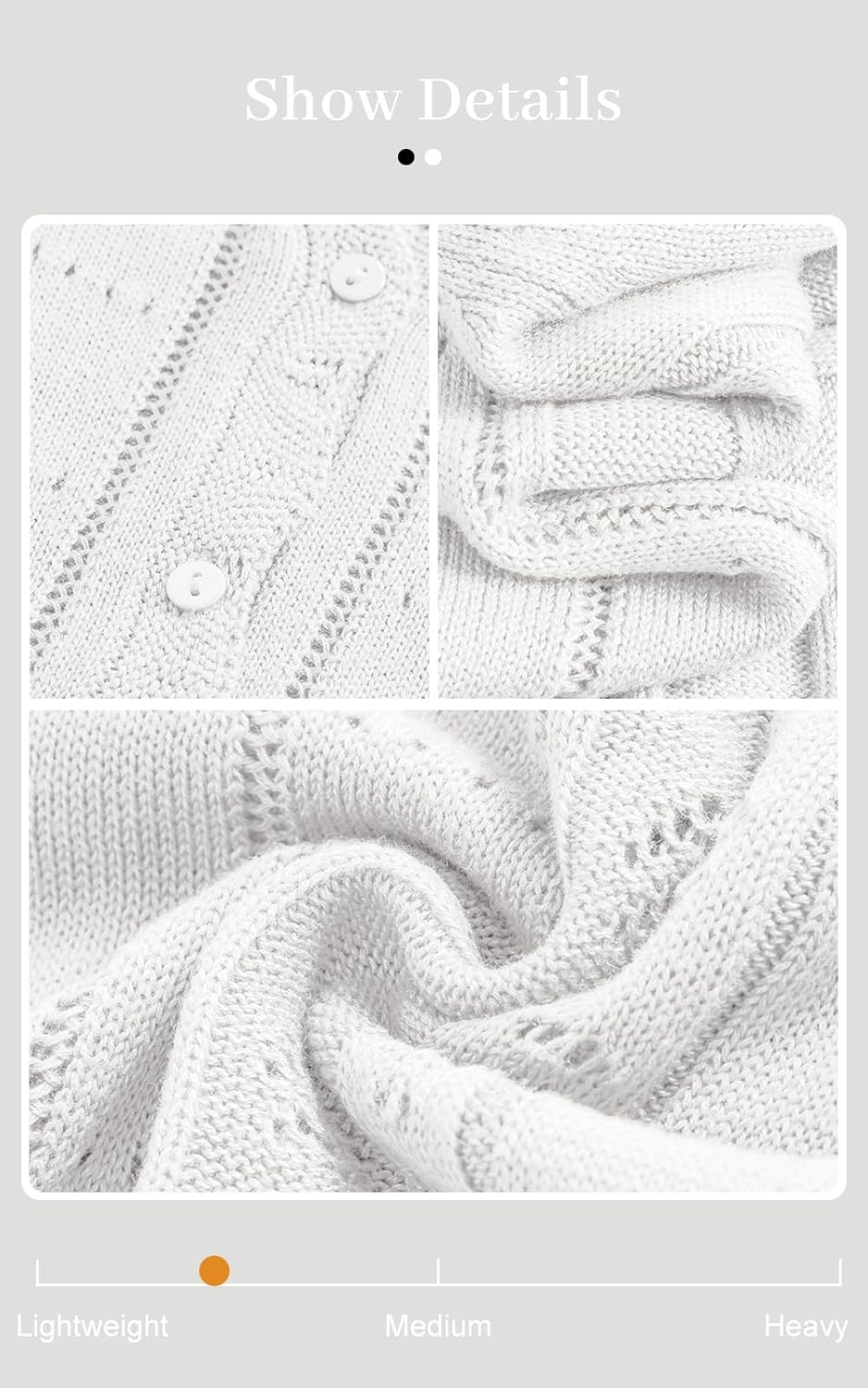 Womens Short Sleeve Crochet Knit Sweater Summer Fashion Button Down Cardigans Tops