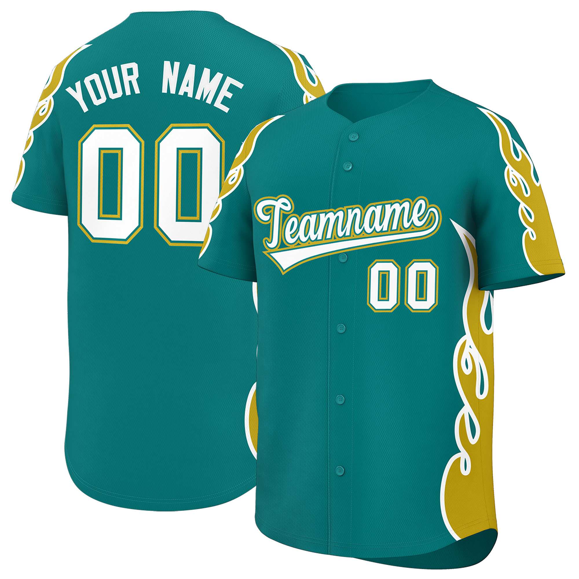 Benutzerdefiniertes Baseball-Trikot mit Seitenflammen-Umrissmuster für Sportuniformen