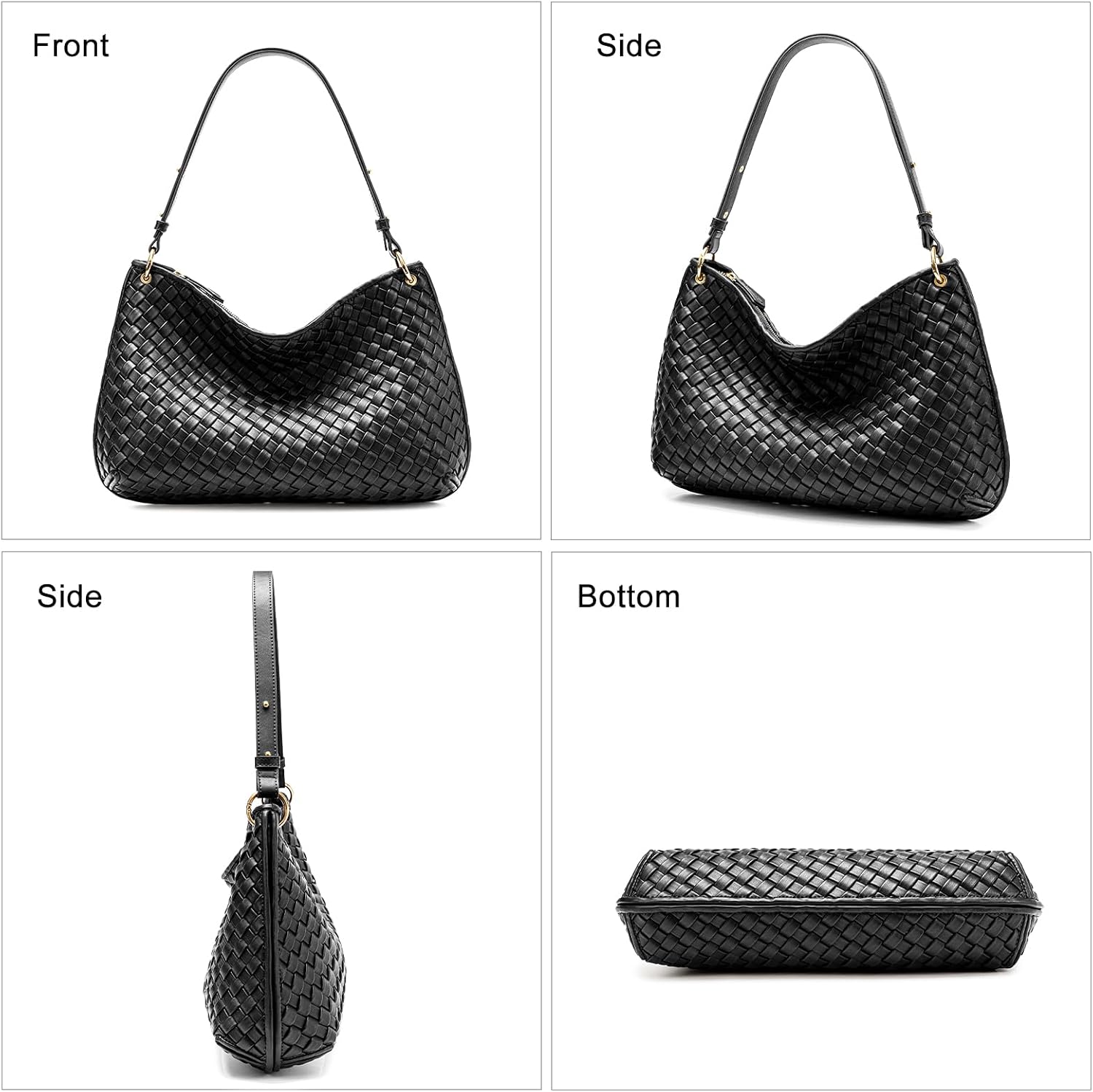 Women's Woven PU Leather Hobo Tote Bag with Zipper Women's Woven PU Leather Hobo Tote Bag with Zipper