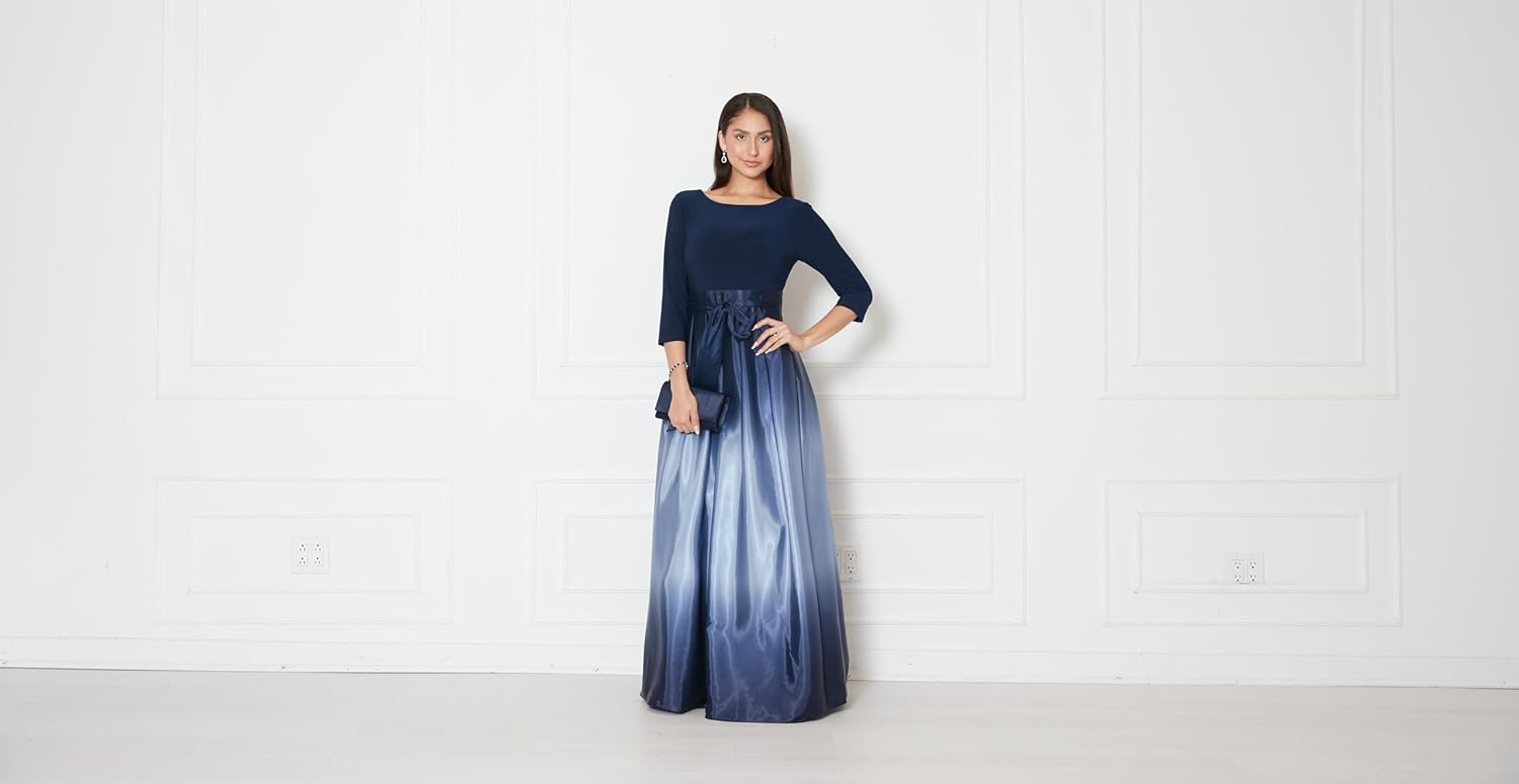 Women's 3\/4 Sleeve Long Satin Mother of the Bride Dress with Pockets, Formal Party Gown Women's 3\/4 Sleeve Long Satin Mother of the Bride Dress with Pockets, Formal Party Gown