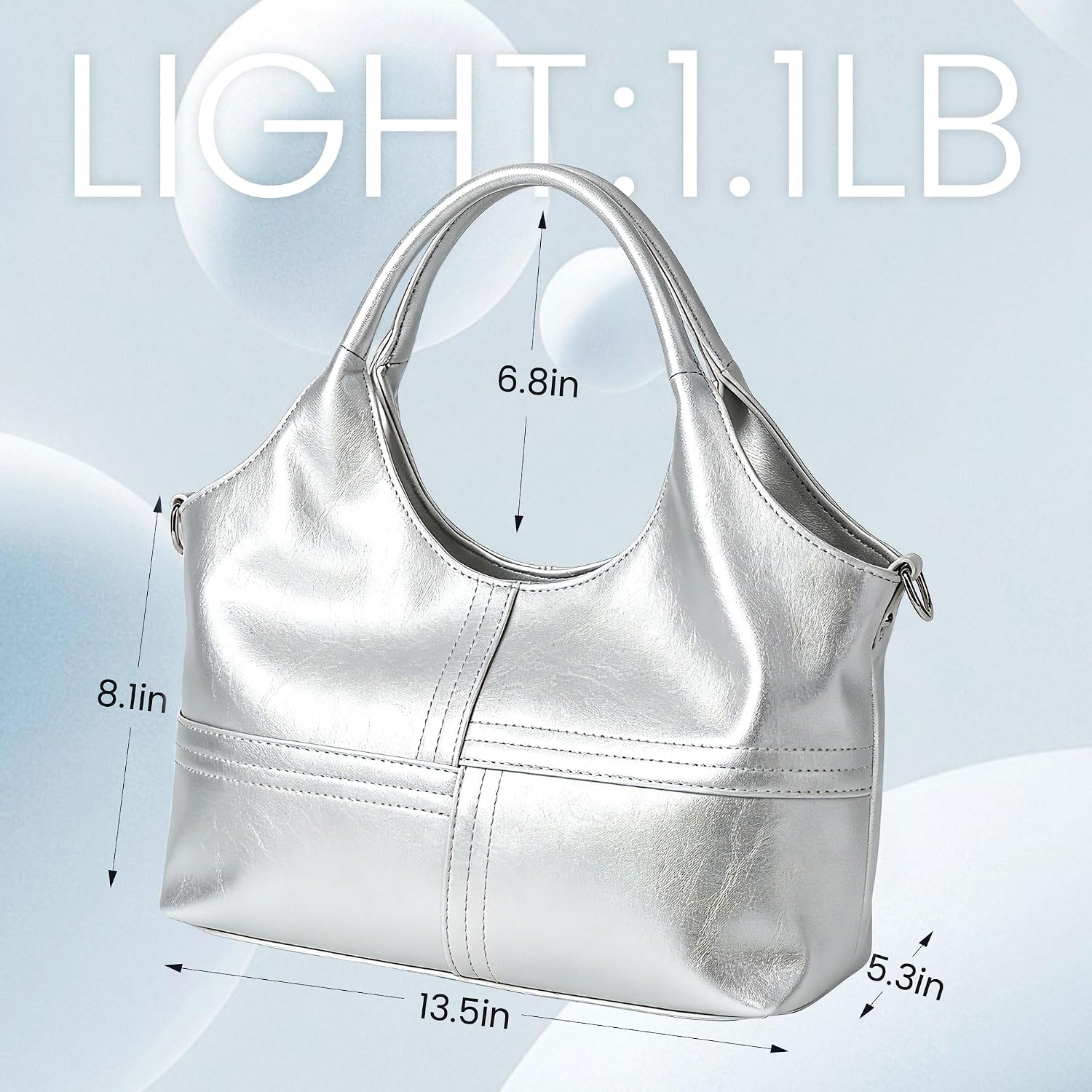 Women's Metallic Tote Bag Silver