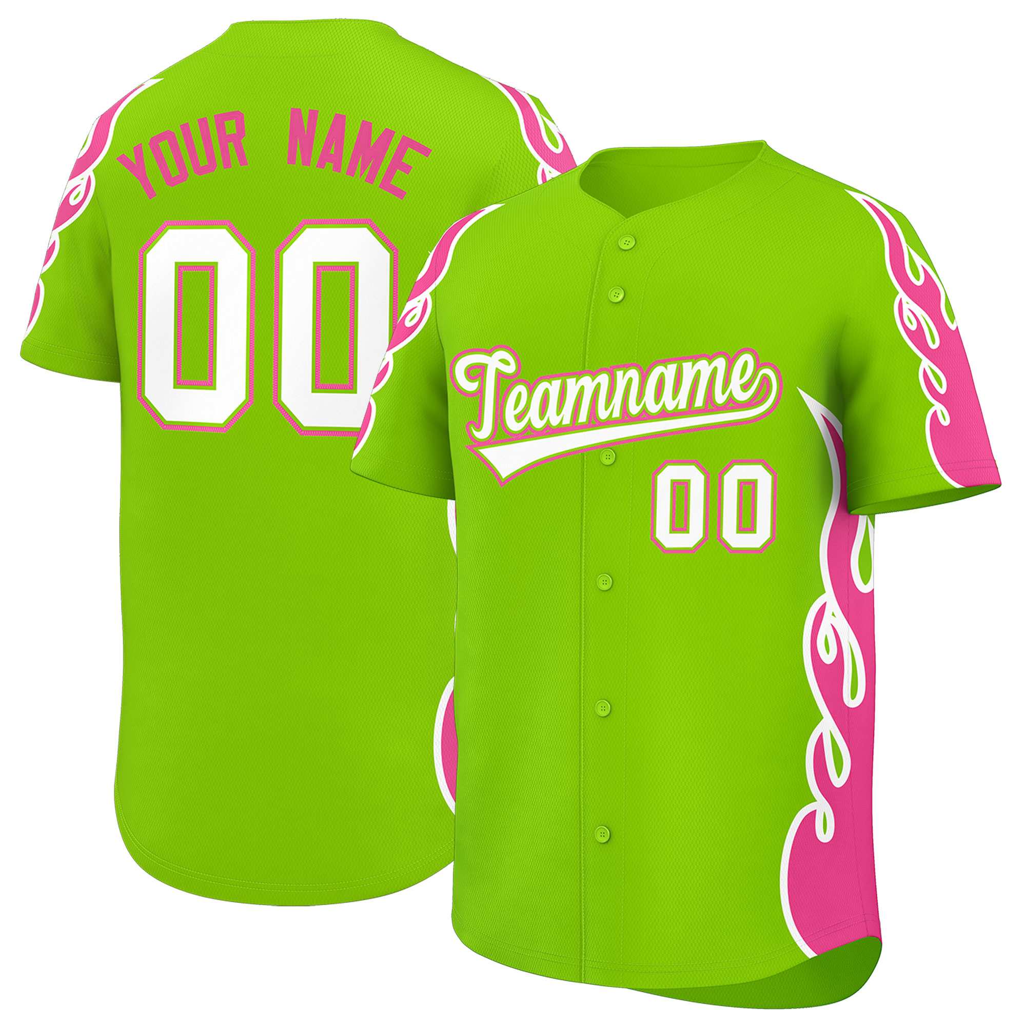 Benutzerdefiniertes Baseball-Trikot mit Seitenflammen-Umrissmuster für Sportuniformen