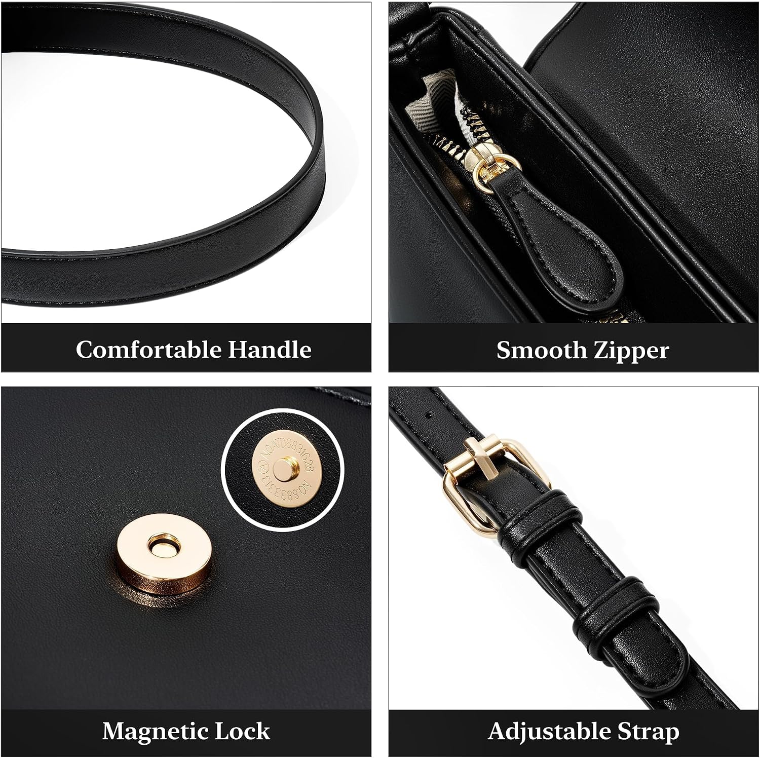 Women's Black Flap Shoulder Bag Gold Hardware