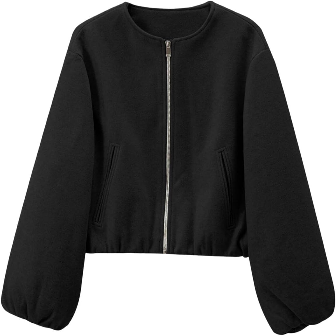 Women's Cropped Jackets Plus Size Full Zip Lightweight Coat with Pockets Fall Winter Clothes
