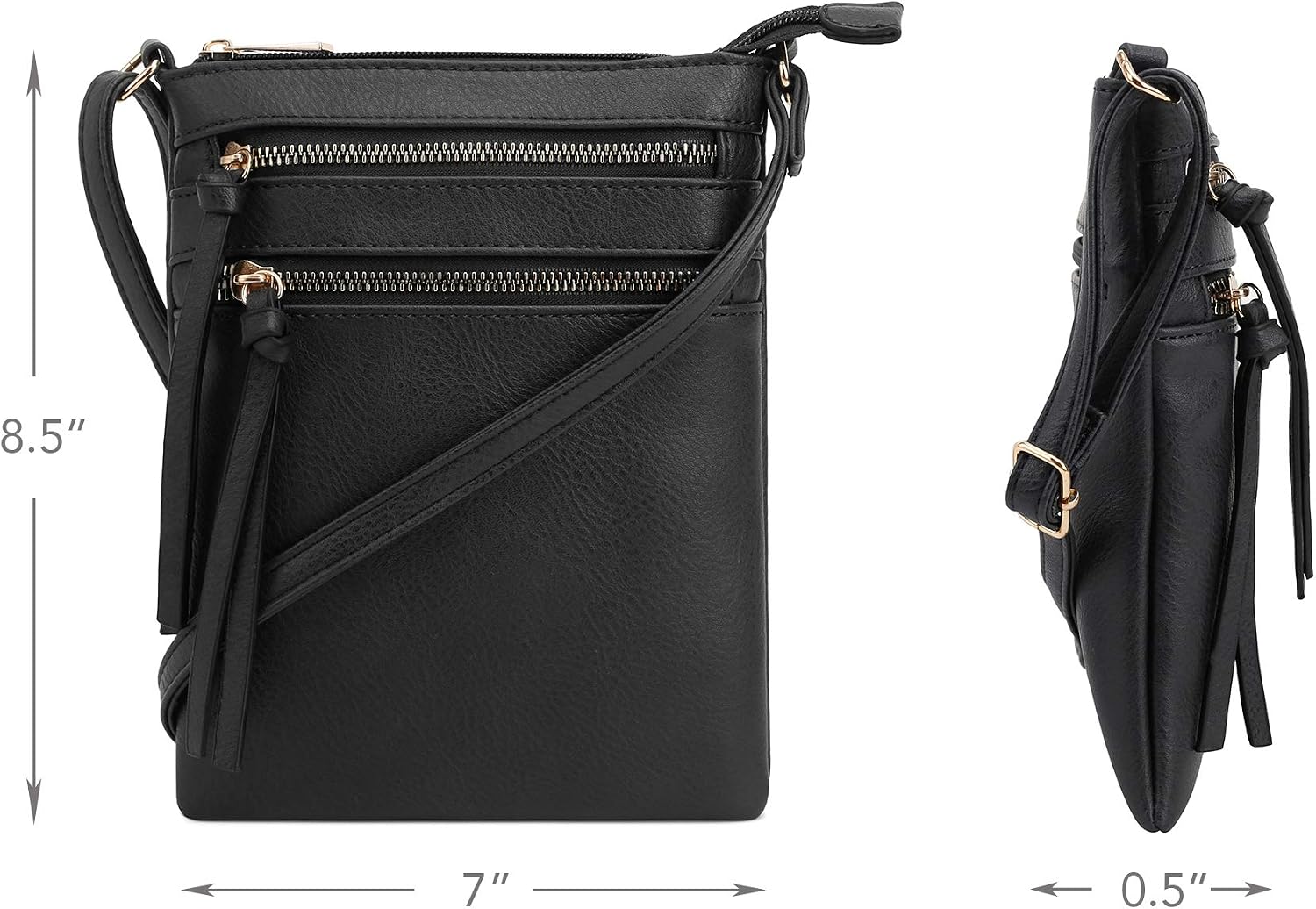 Women's Multi Zip Crossbody Bag Vegan Leather with Tassels Women's Multi Zip Crossbody Bag Vegan Leather with Tassels