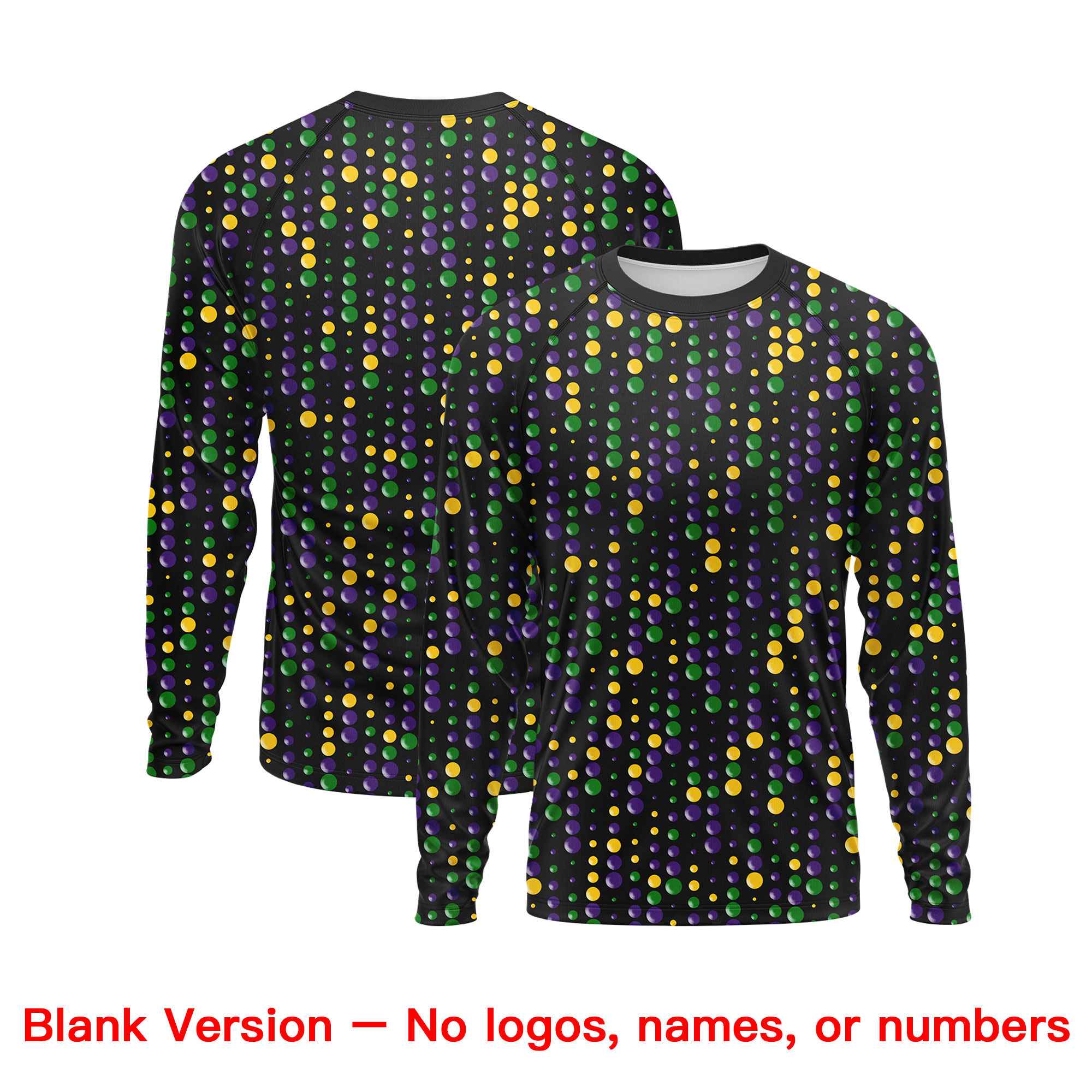 Benutzerdefiniertes, personalisiertes Mardi Gras Langarm-Performance-T-Shirt mit Rundhalsausschnitt