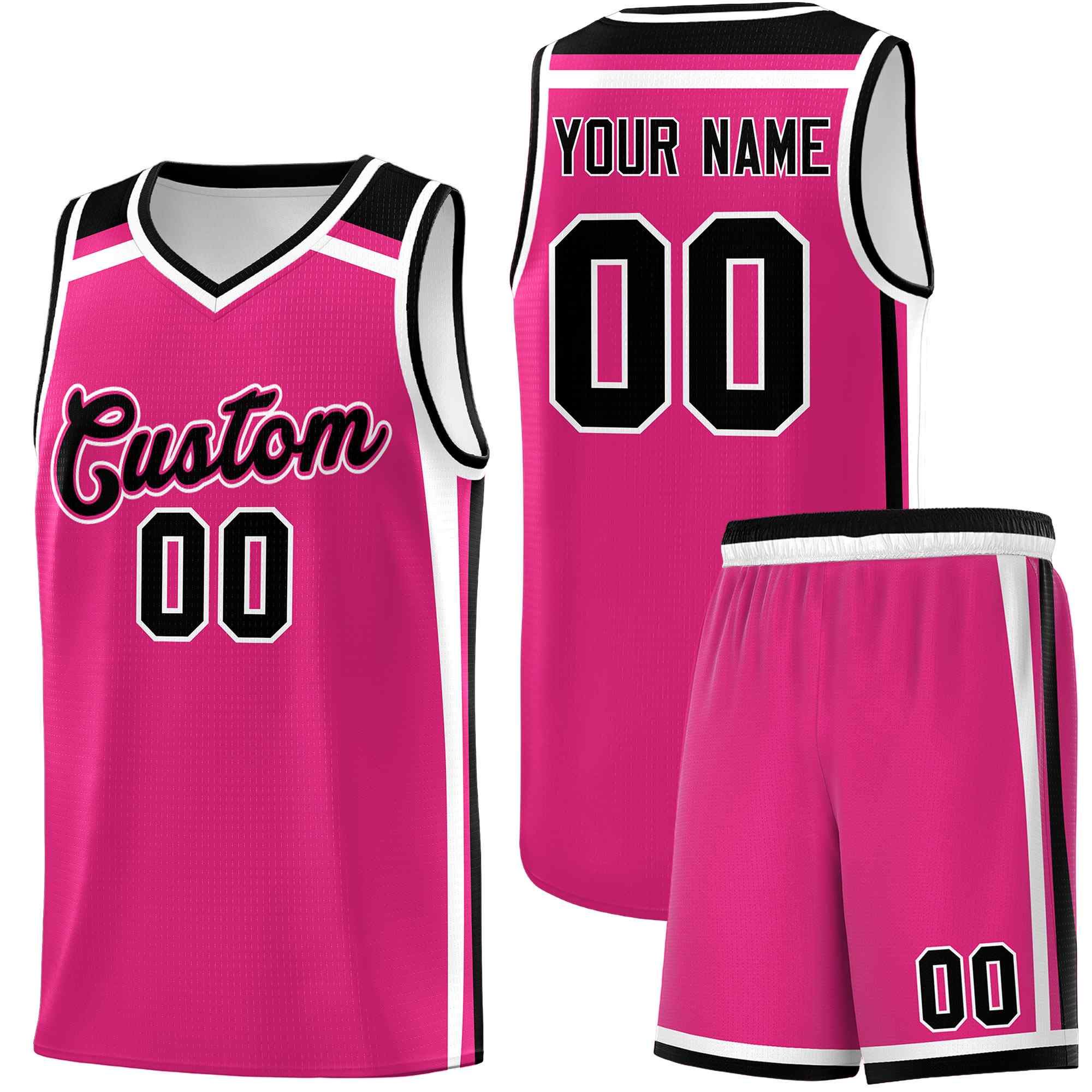 Benutzerdefinierte Rose Rot Schwarz Weiß Trendige Farbe Charge Series Sportuniform-Basketballtrikot