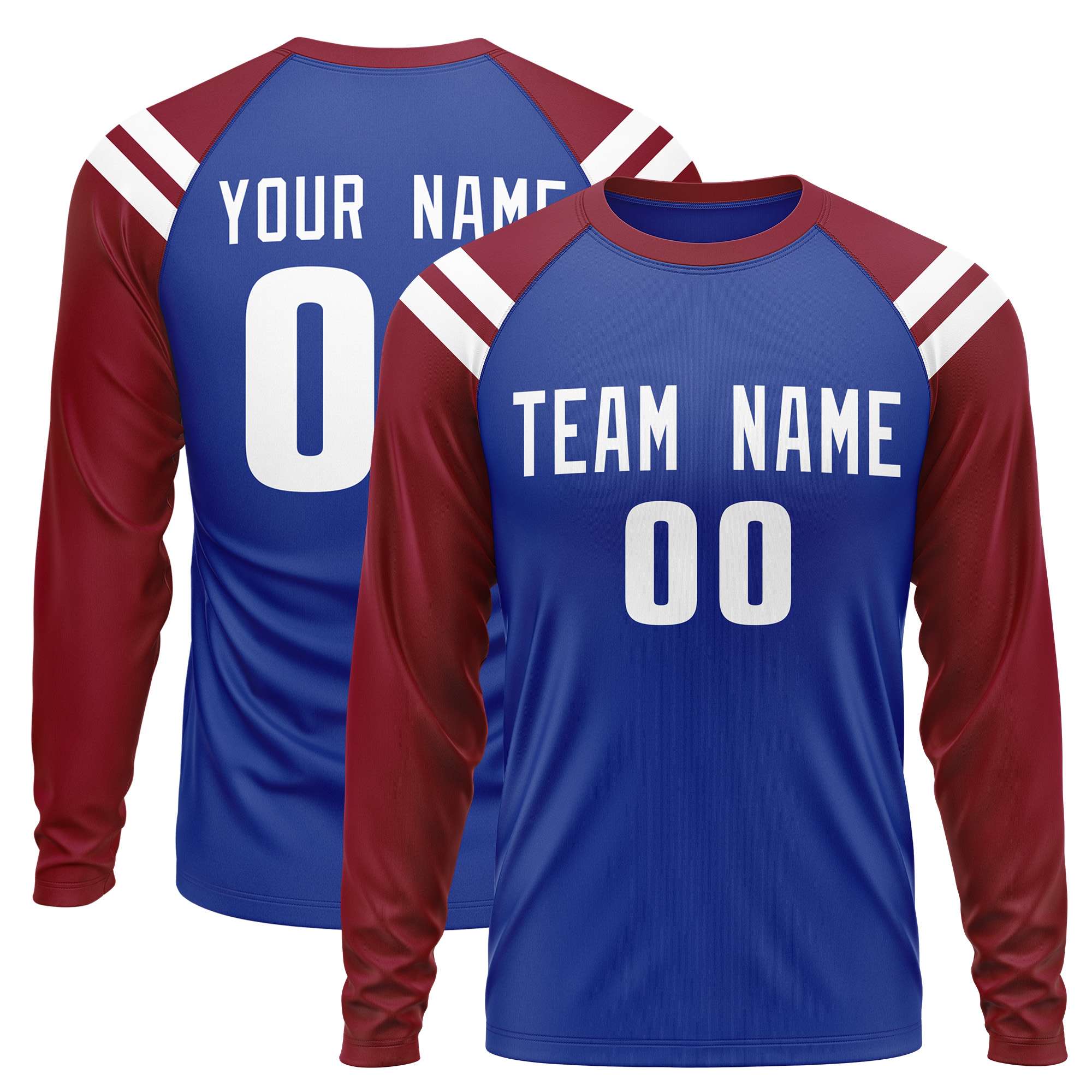 Personalisiertes Raglan-Langarm-Performance-T-Shirt mit individuellem Rundhalsausschnitt