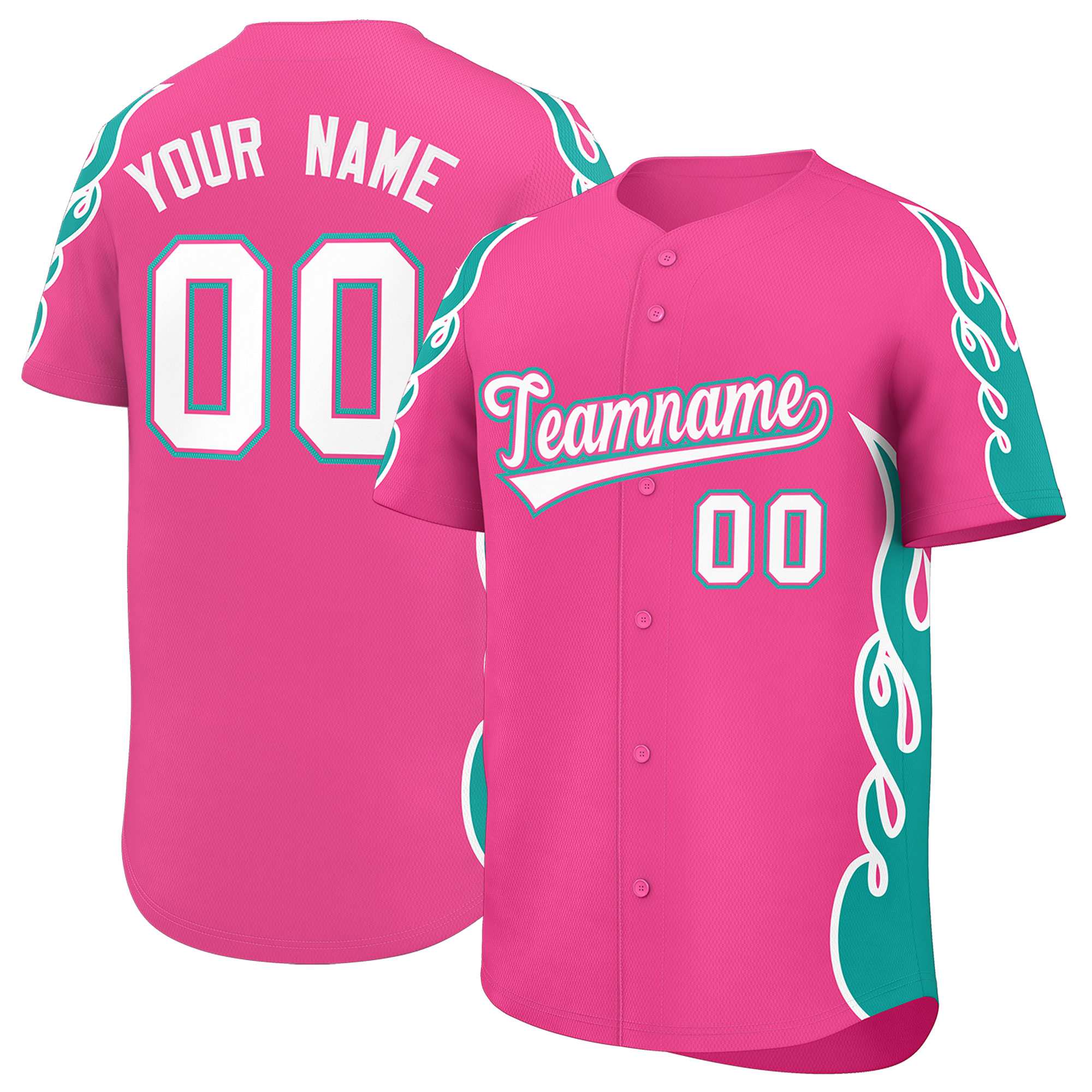 Benutzerdefiniertes Baseball-Trikot mit Seitenflammen-Umrissmuster für Sportuniformen