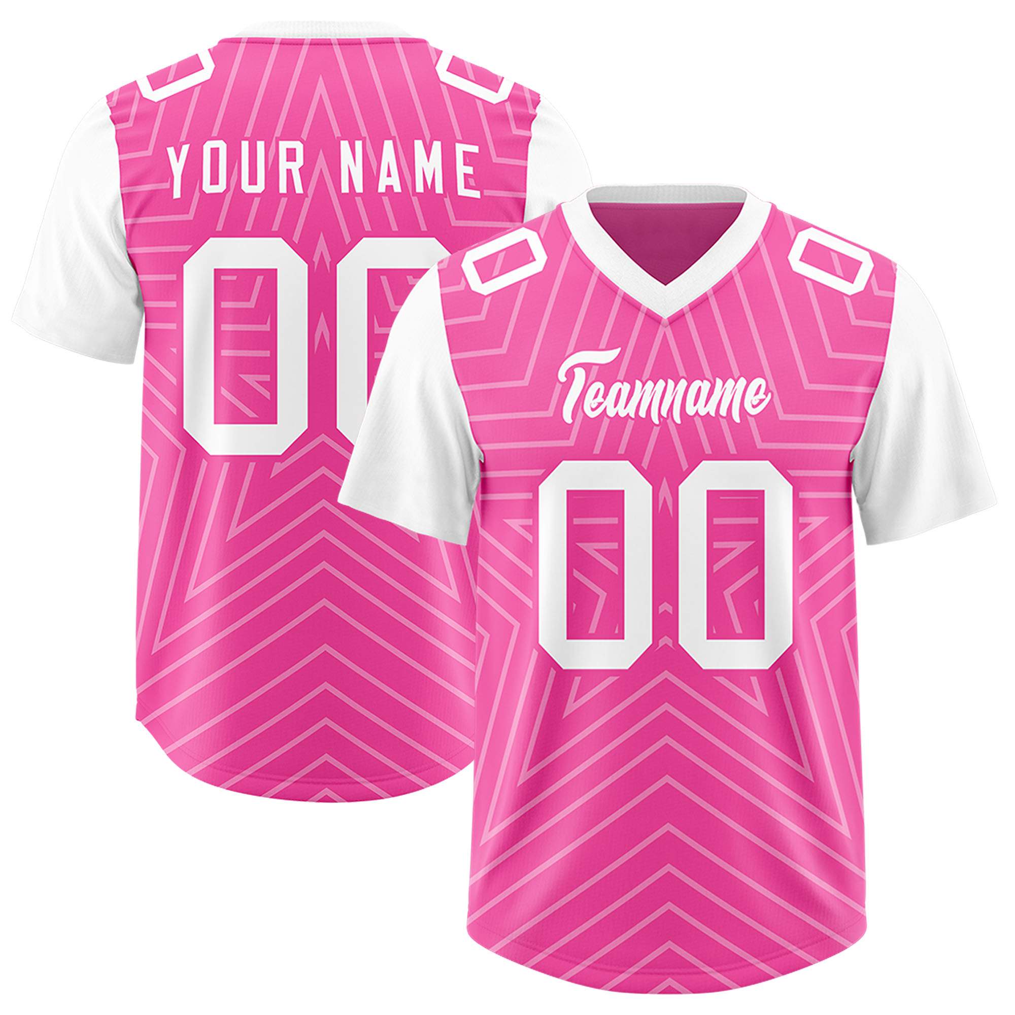 Individuell personalisiertes, authentisches Fußballtrikot mit Raglanärmeln und Sternenmuster