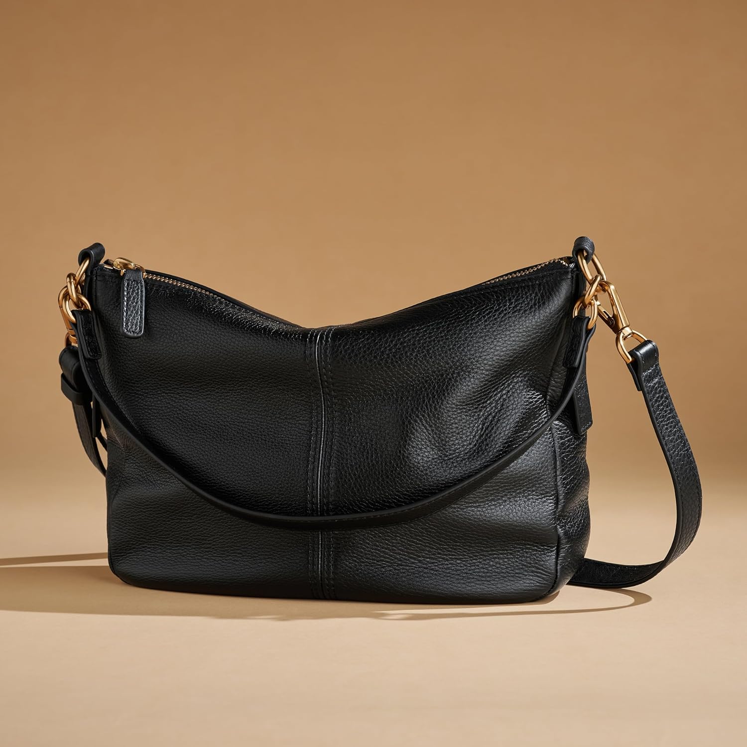 Women's Pebbled Leather Hobo Crossbody with Detachable Strap