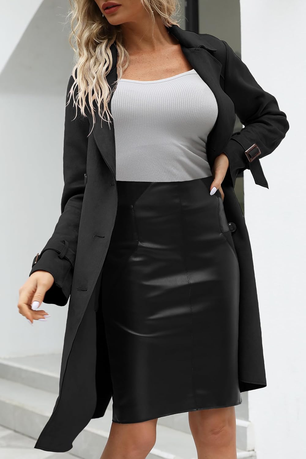 Womens Faux Suede Leather Jacket Spring and Winter Fashion Long Trench Coat Windbreaker Womens Faux Suede Leather Jacket Spring and Winter Fashion Long Trench Coat Windbreaker