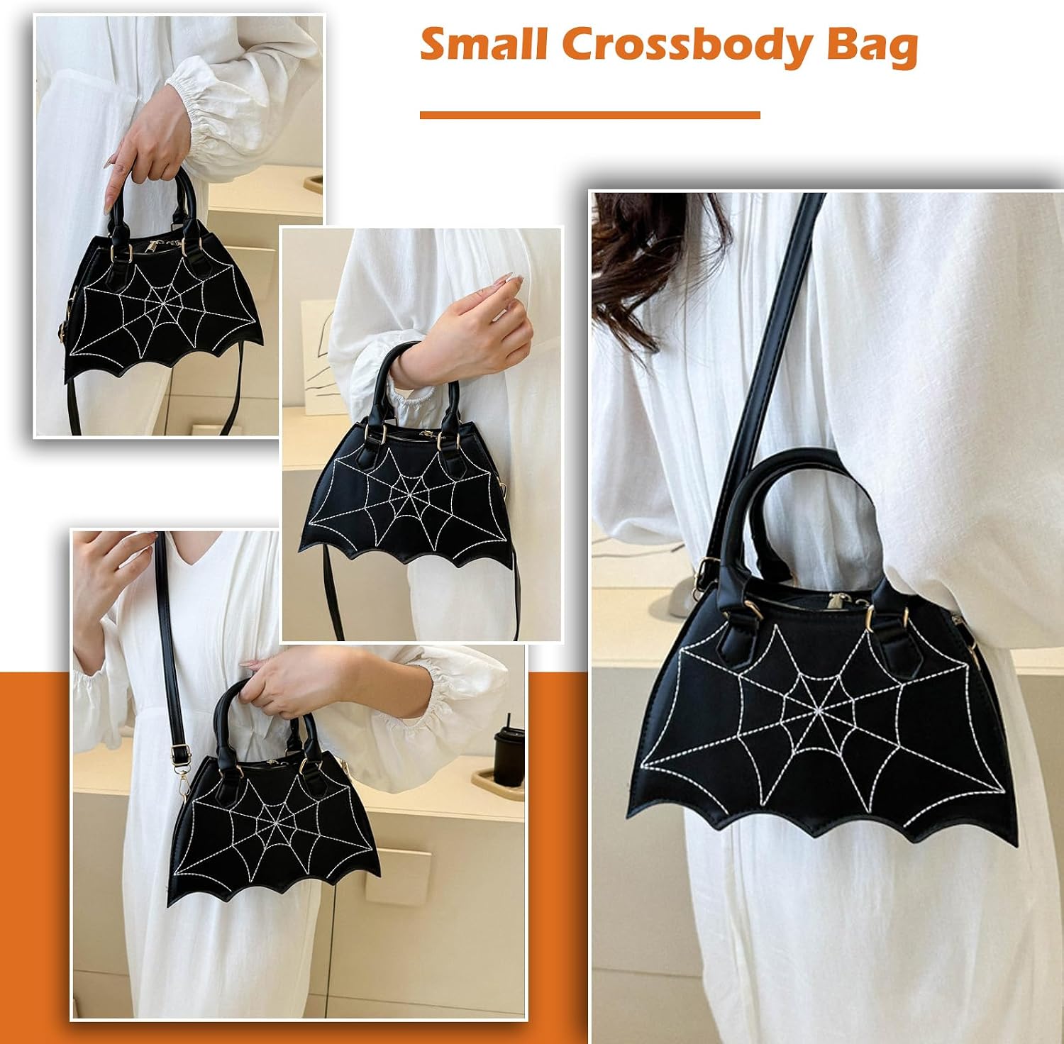 Women's Spiderweb Bat Wing Shoulder Bag Halloween Purse Women's Spiderweb Bat Wing Shoulder Bag Halloween Purse