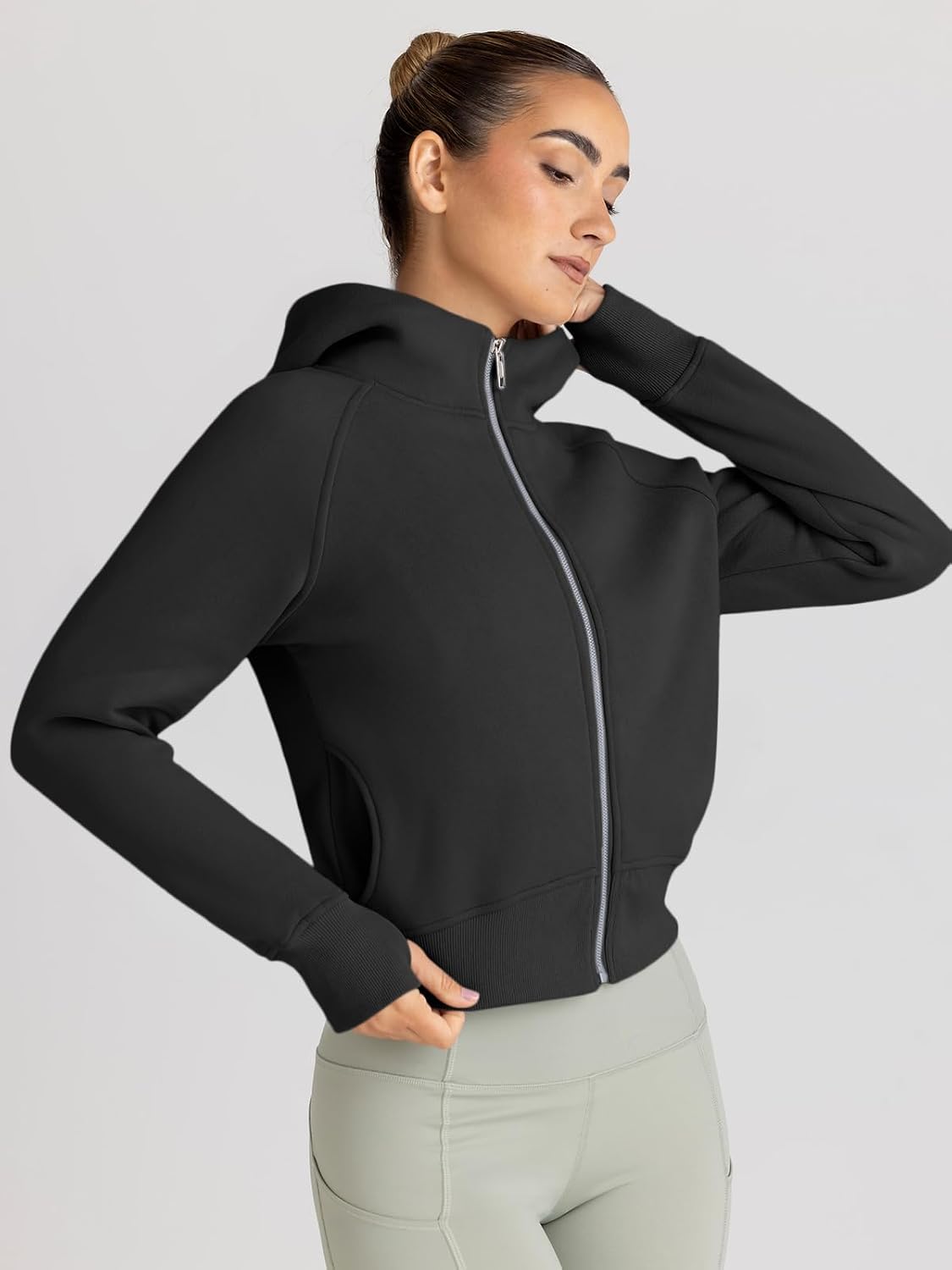 Womens Zip Up Hoodies Jackets Cropped Sweatshirts Fleece Fall Outfits Casual Y2k Tops Winter Clothes