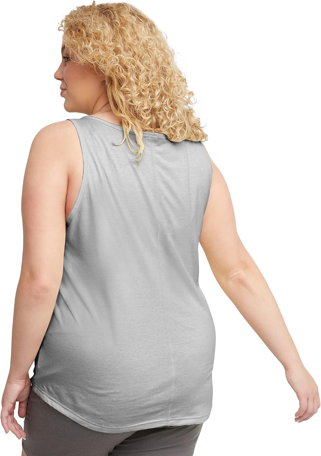 Women's Gray Cotton Relaxed Fit Tank Top
