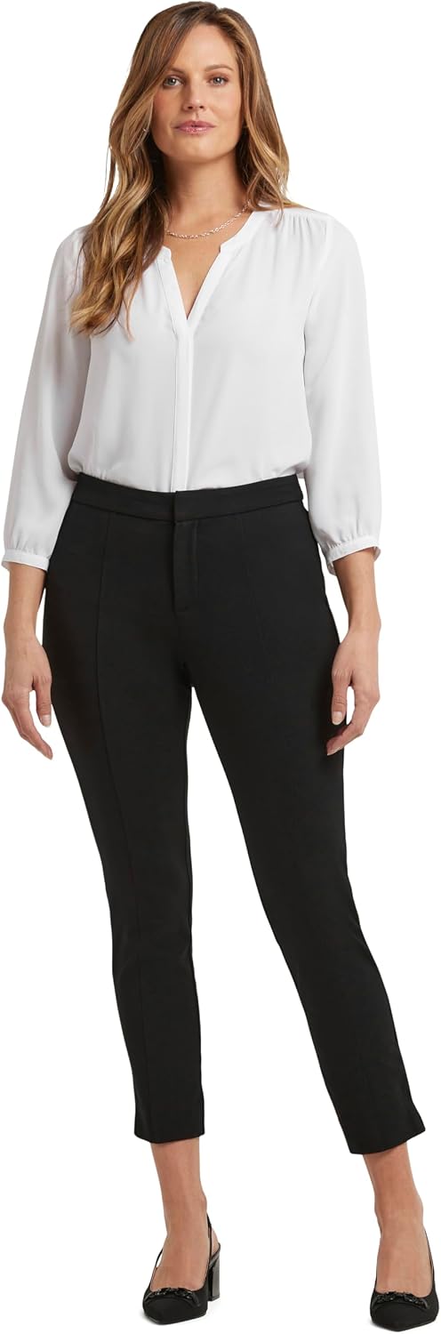 Women's Slim Ponte Dress Pants, Ankle Length (Black)