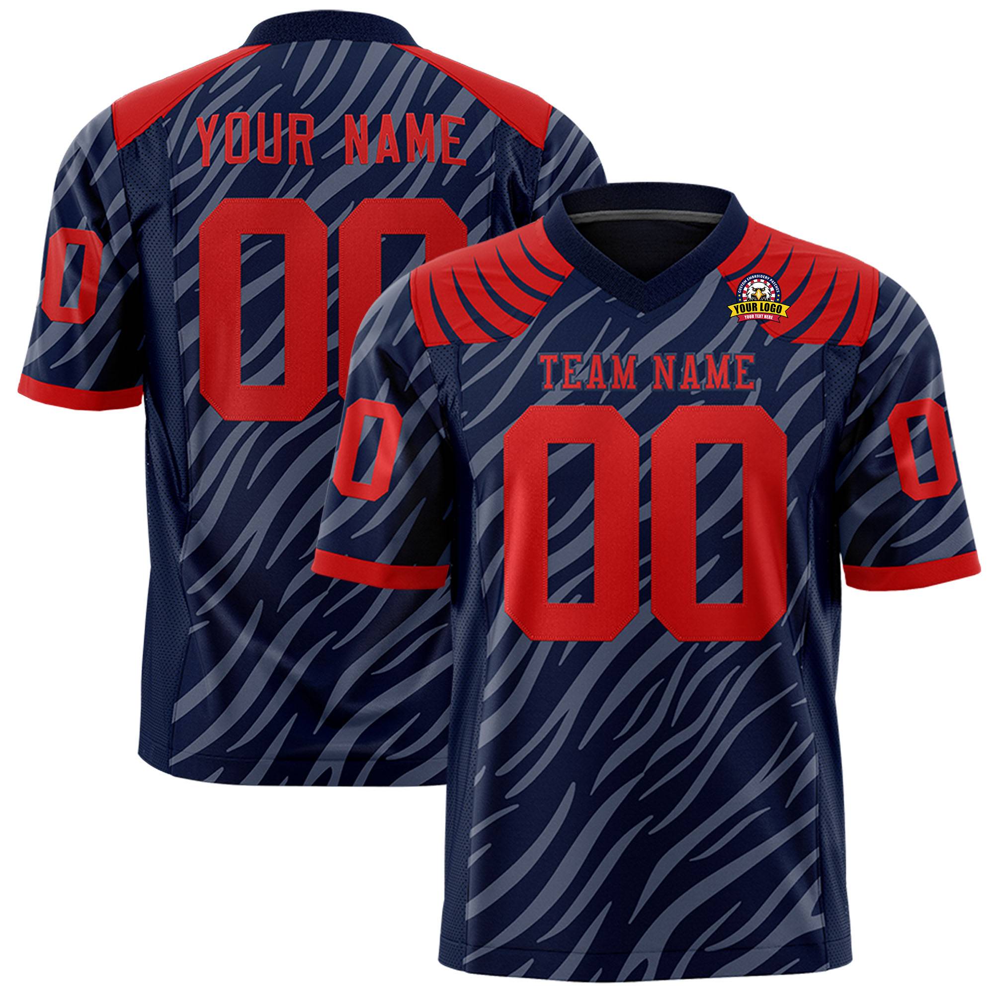 Individuell personalisiertes Tiger-Streifen-Graffiti-Muster, authentisches Fußballtrikot
