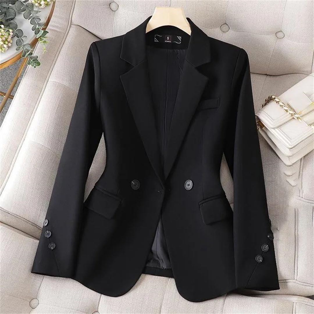 Women's Double Breasted Structured Blazer Black