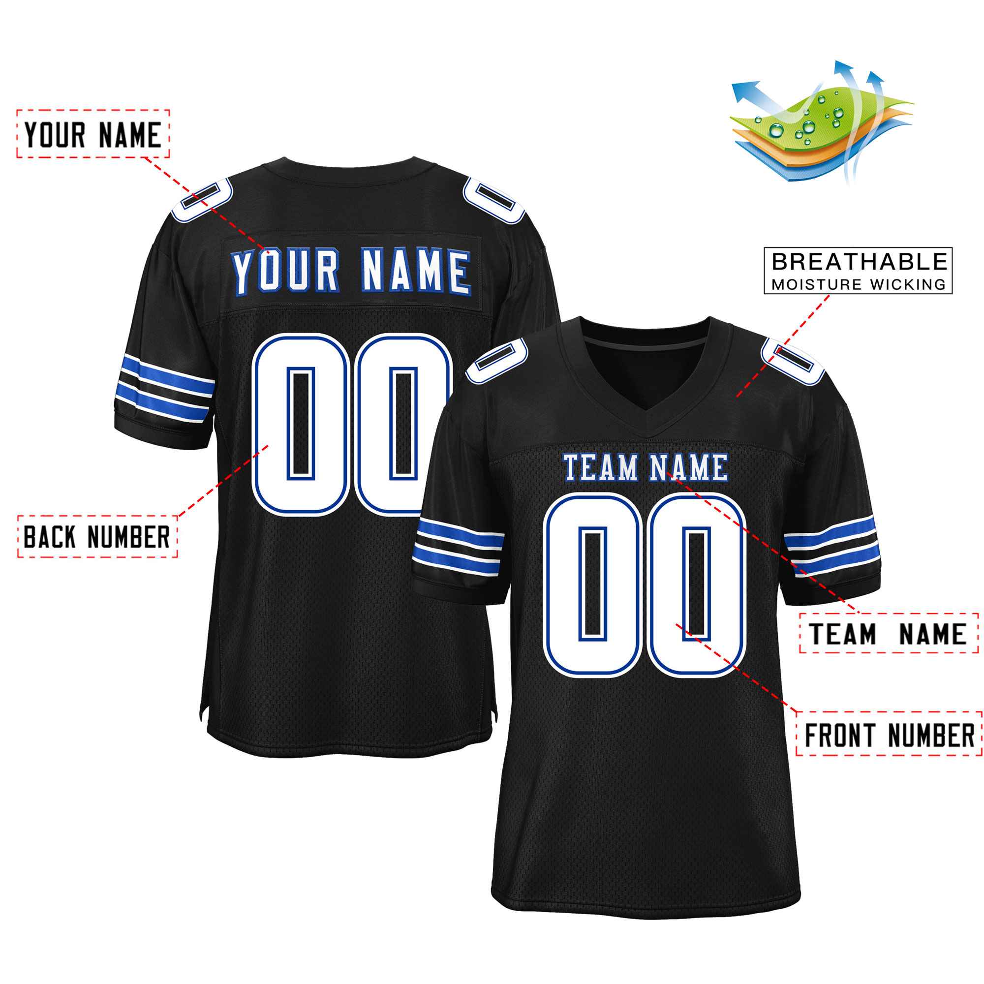 Maßgeschneidertes authentisches Mesh-Fußballtrikot im klassischen Stil