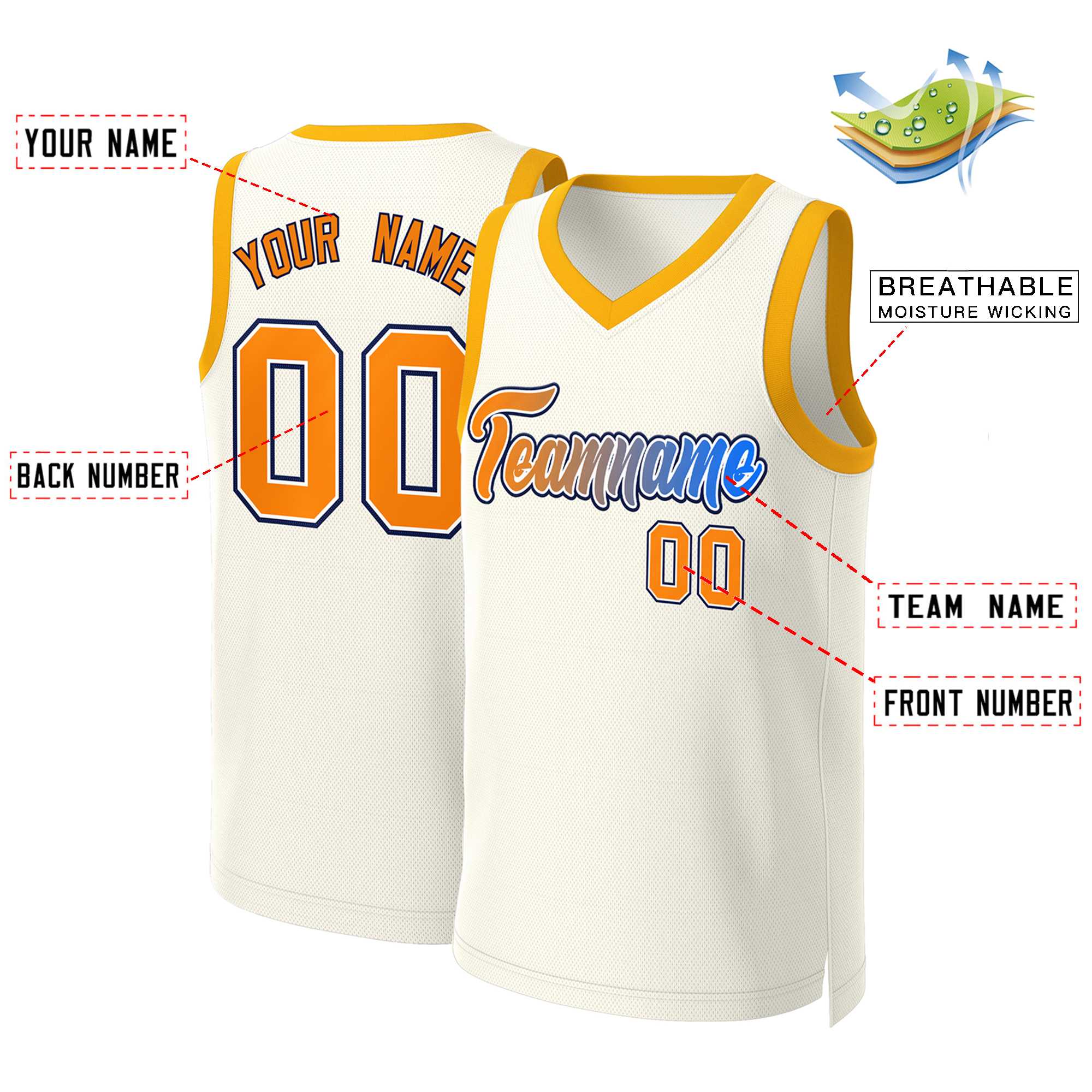 Benutzerdefiniertes Basketballtrikot mit klassischem Farbverlauf und modischen Oberteilen