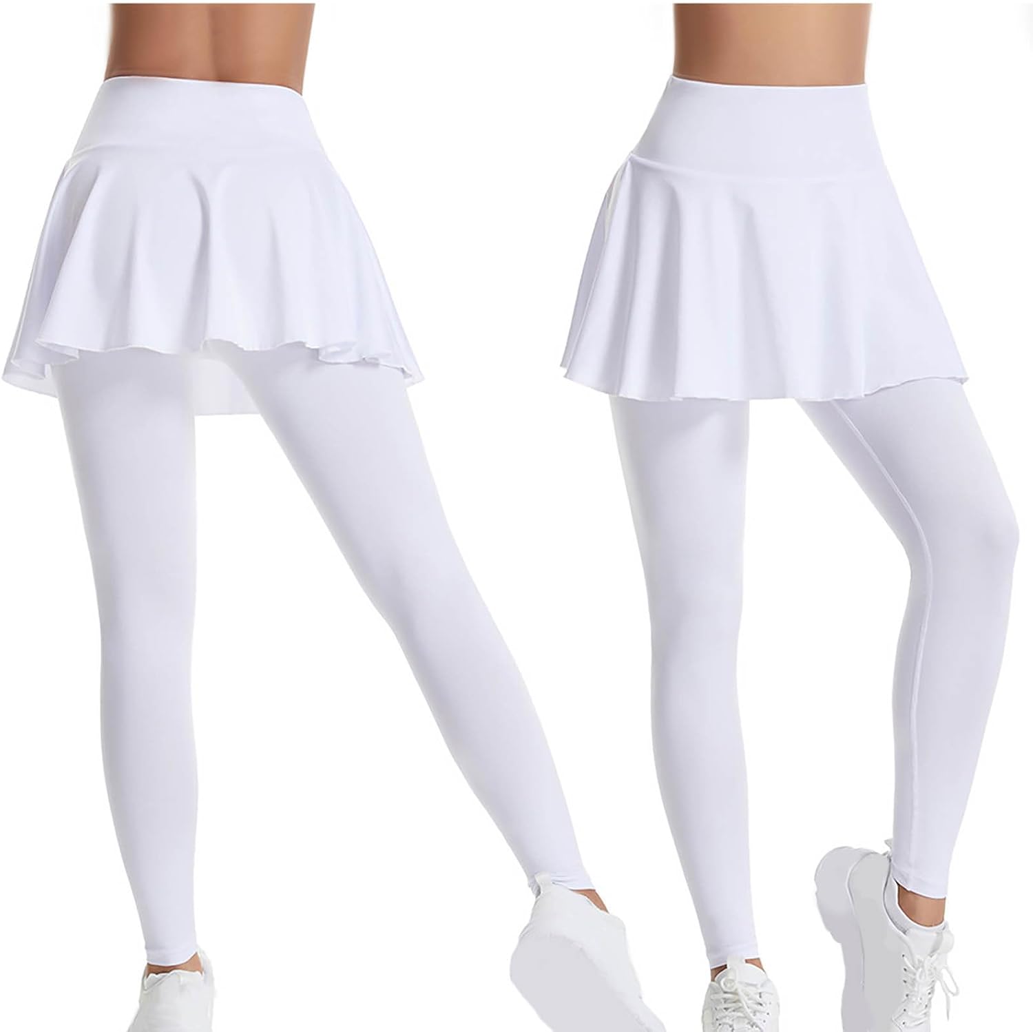 Skirted Leggings for Women Yoga Leggings with Skirts High Waisted Gym Workout Pants Tennis Clothes