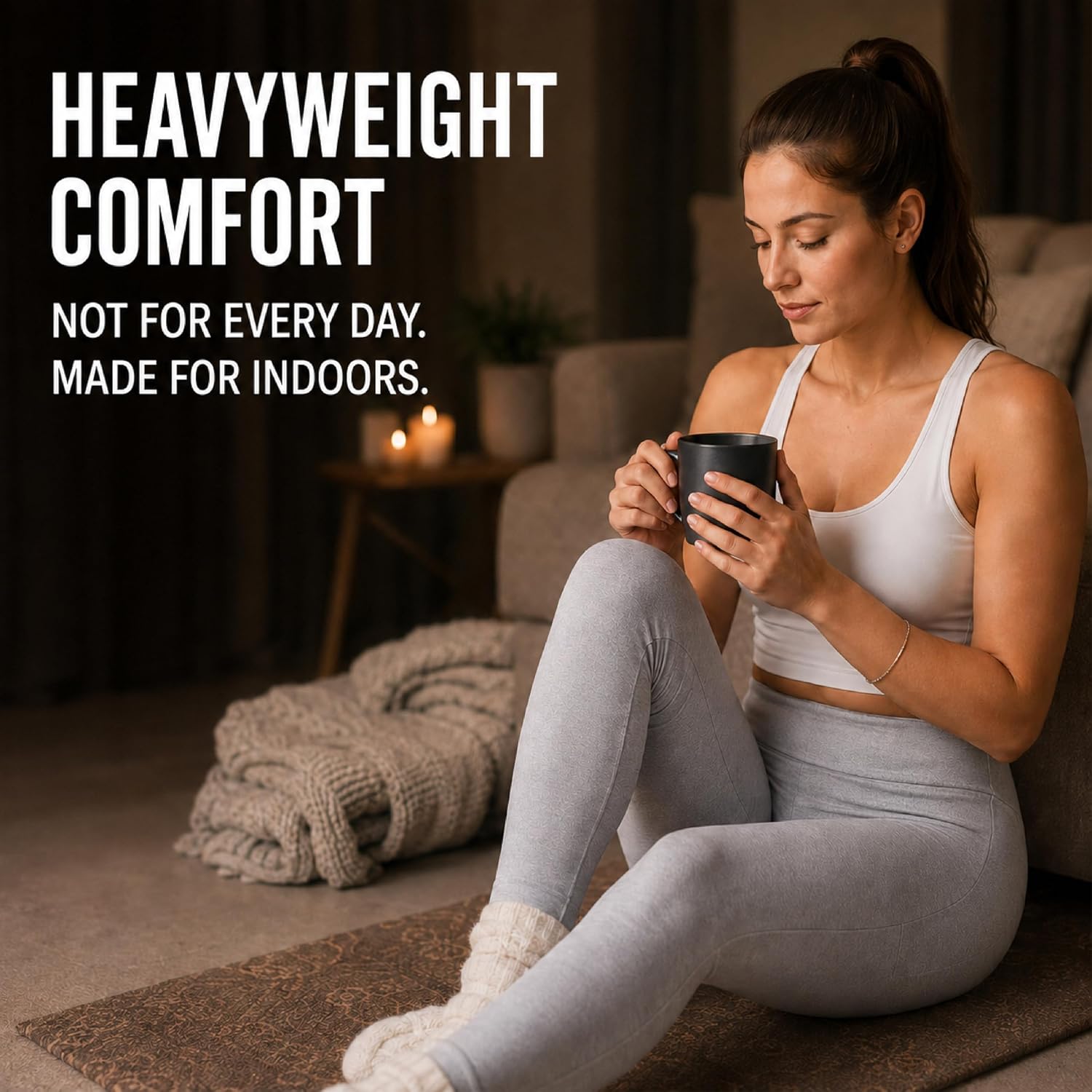 Womens Leggings - Soft Fleece with Pockets for Women High Waisted Yoga Pants Workout Gym Activewear