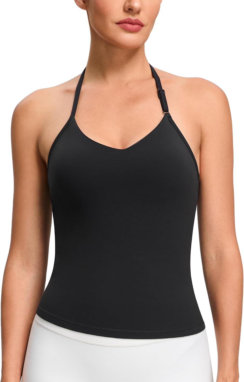 Women's Halter Crop Workout Top with Built in Bra