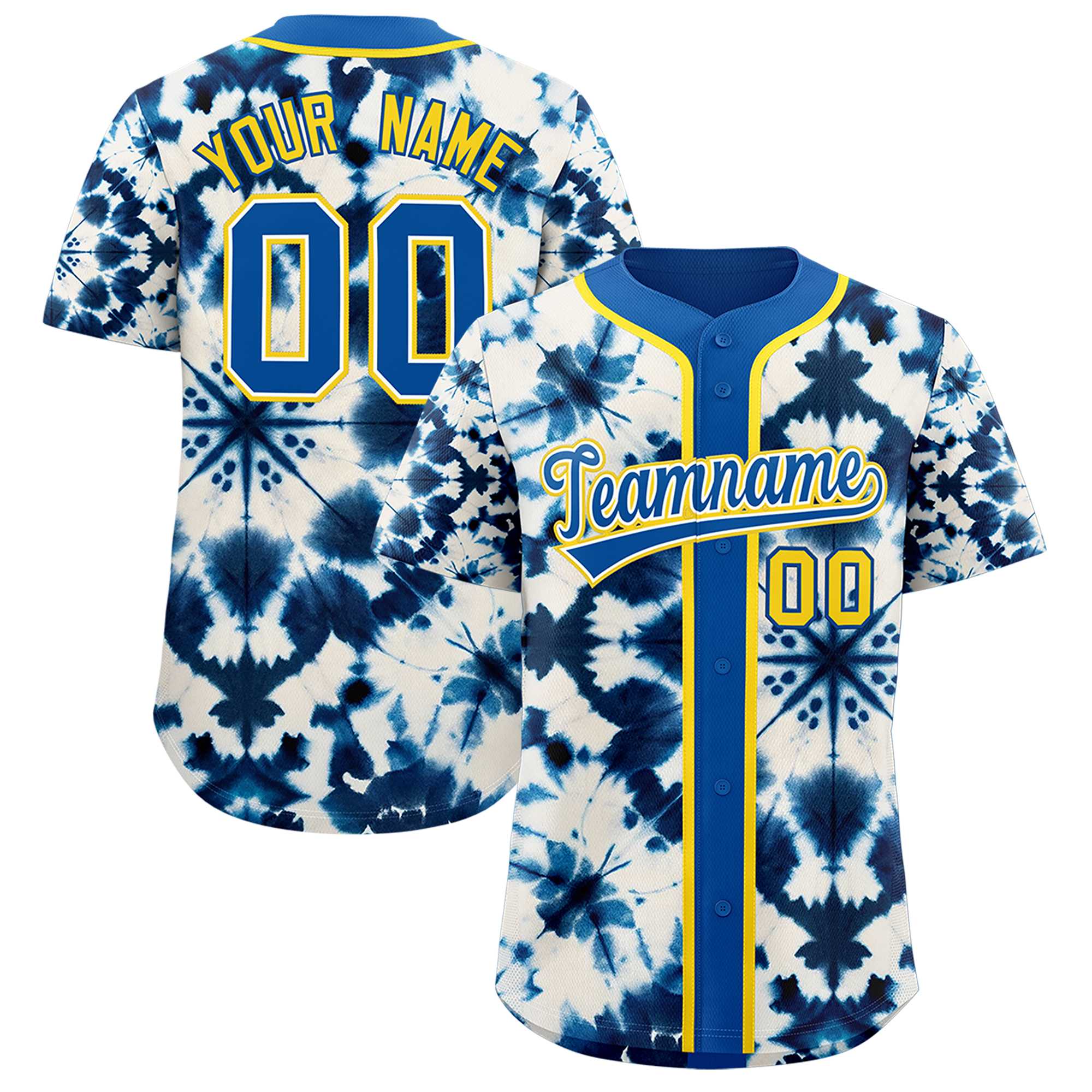 Authentisches Baseball-Trikot mit individuellem Tie-Dye-Graffiti-Muster Authentisches Baseball-Trikot mit individuellem Tie-Dye-Graffiti-Muster