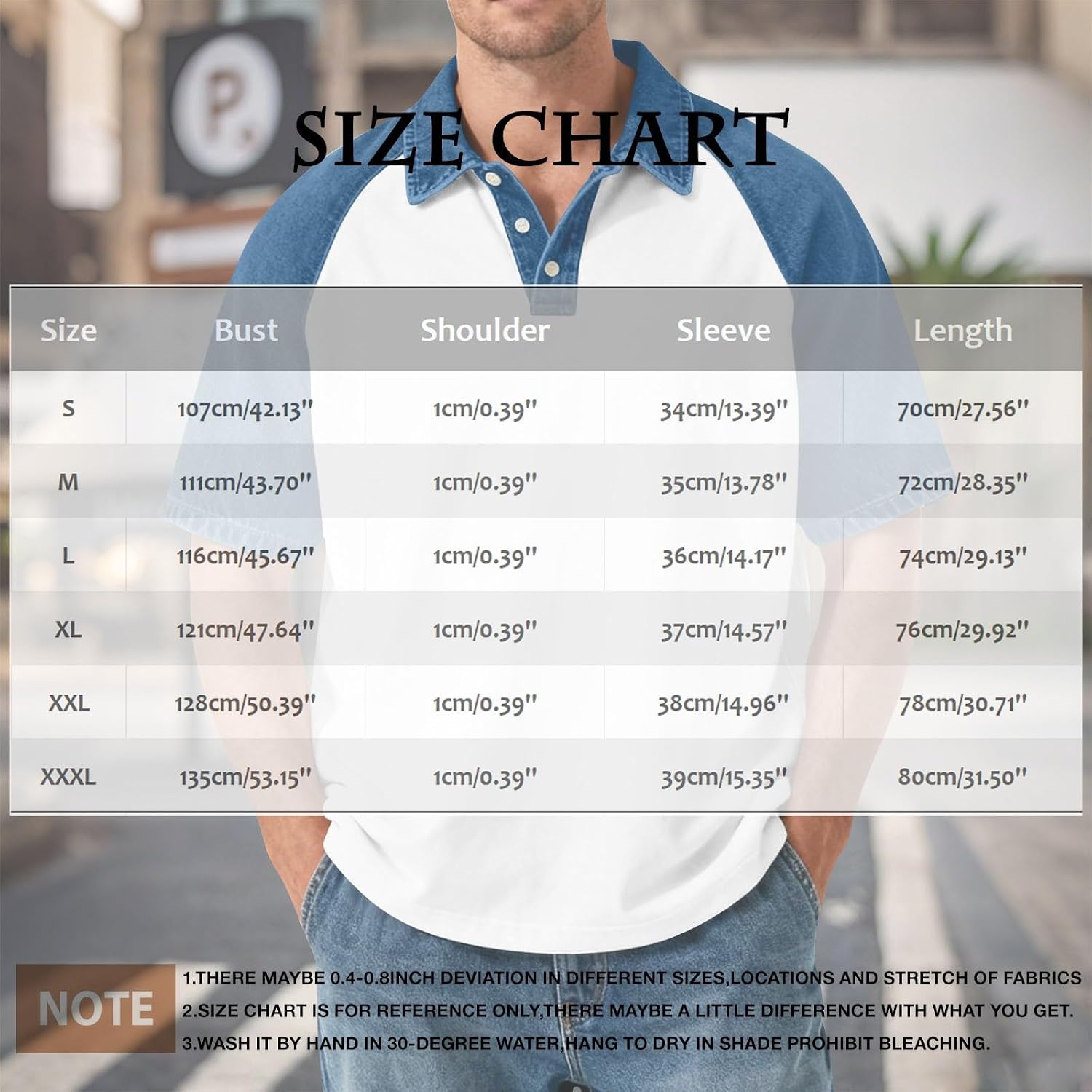 Men's Faux Denim Polo Shirt Color Block Blue Men's Faux Denim Polo Shirt Color Block Blue