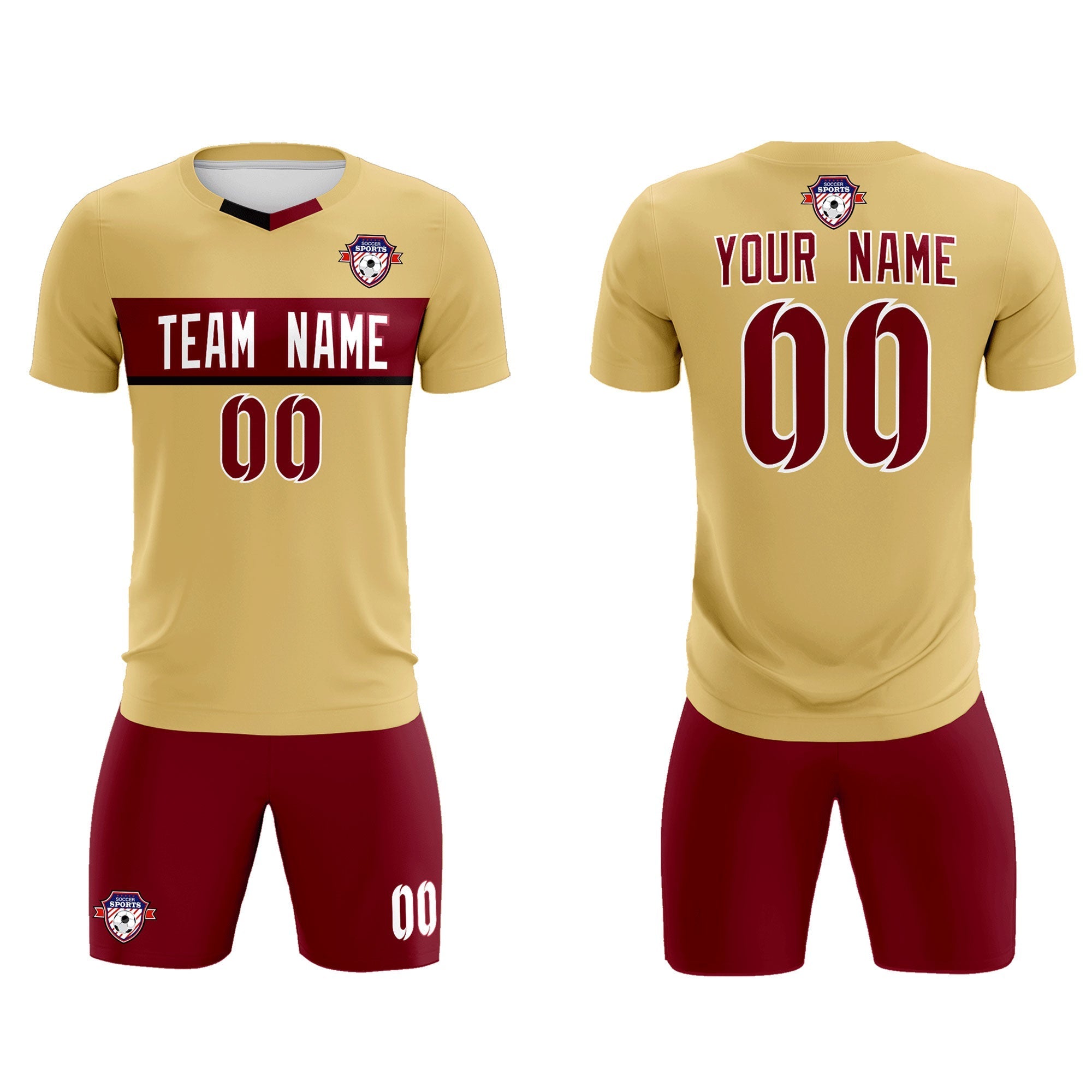 Maßgeschneidertes Khaki Classic Sports Sets Fußballtrikot Maßgeschneidertes Khaki Classic Sports Sets Fußballtrikot