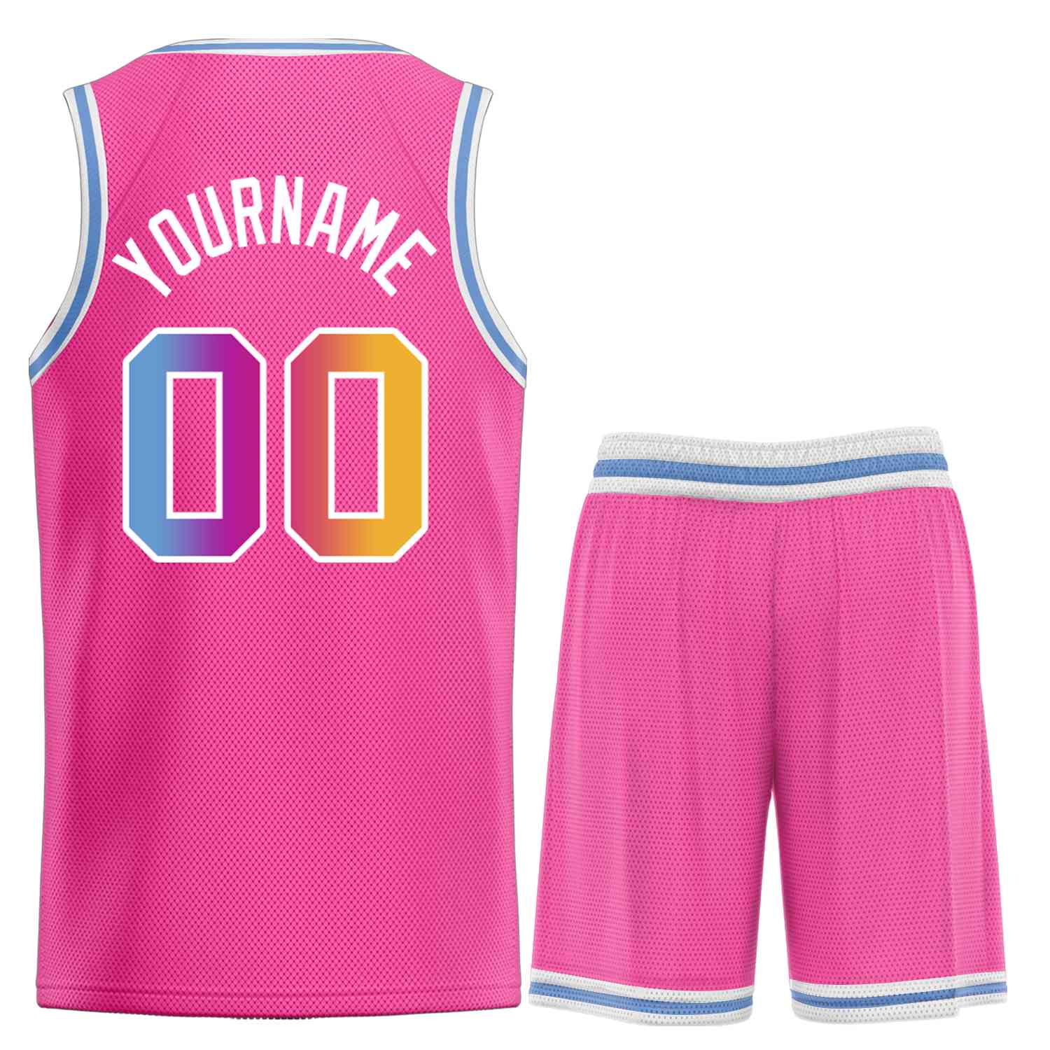 Benutzerdefinierte rosa puderblau-weiße klassische Sets Bull-Basketball-Trikot Benutzerdefinierte rosa puderblau-weiße klassische Sets Bull-Basketball-Trikot
