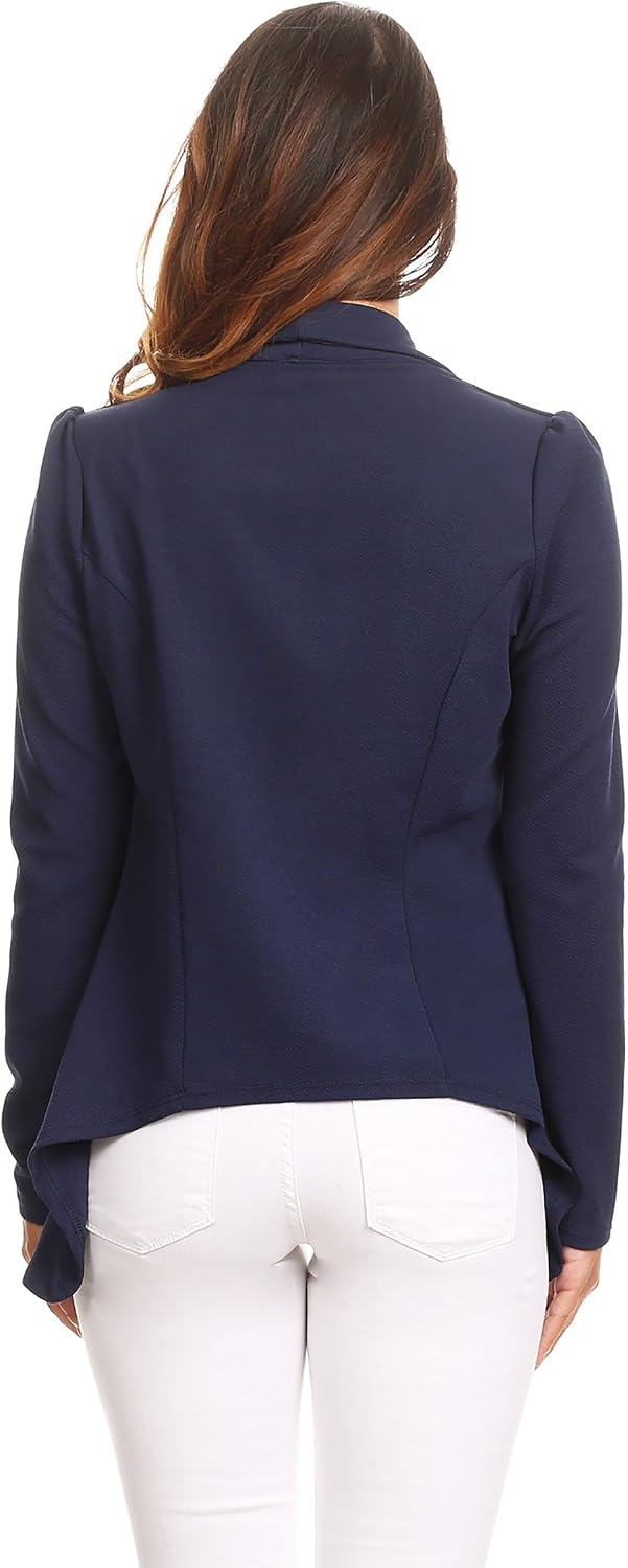 Women's Classic Draped Open Front Blazer Workwear Long Sleeve Jacket