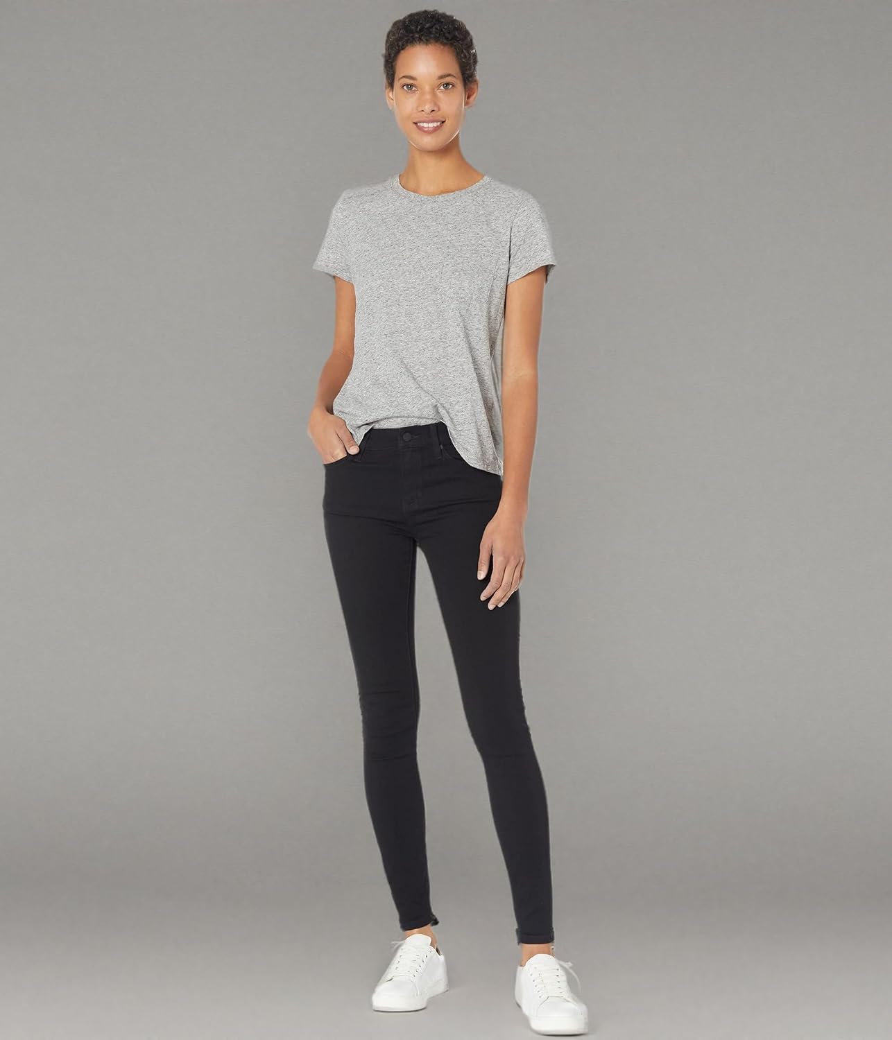 Women's Mid Rise Skinny Jeans Black Stretch Denim
